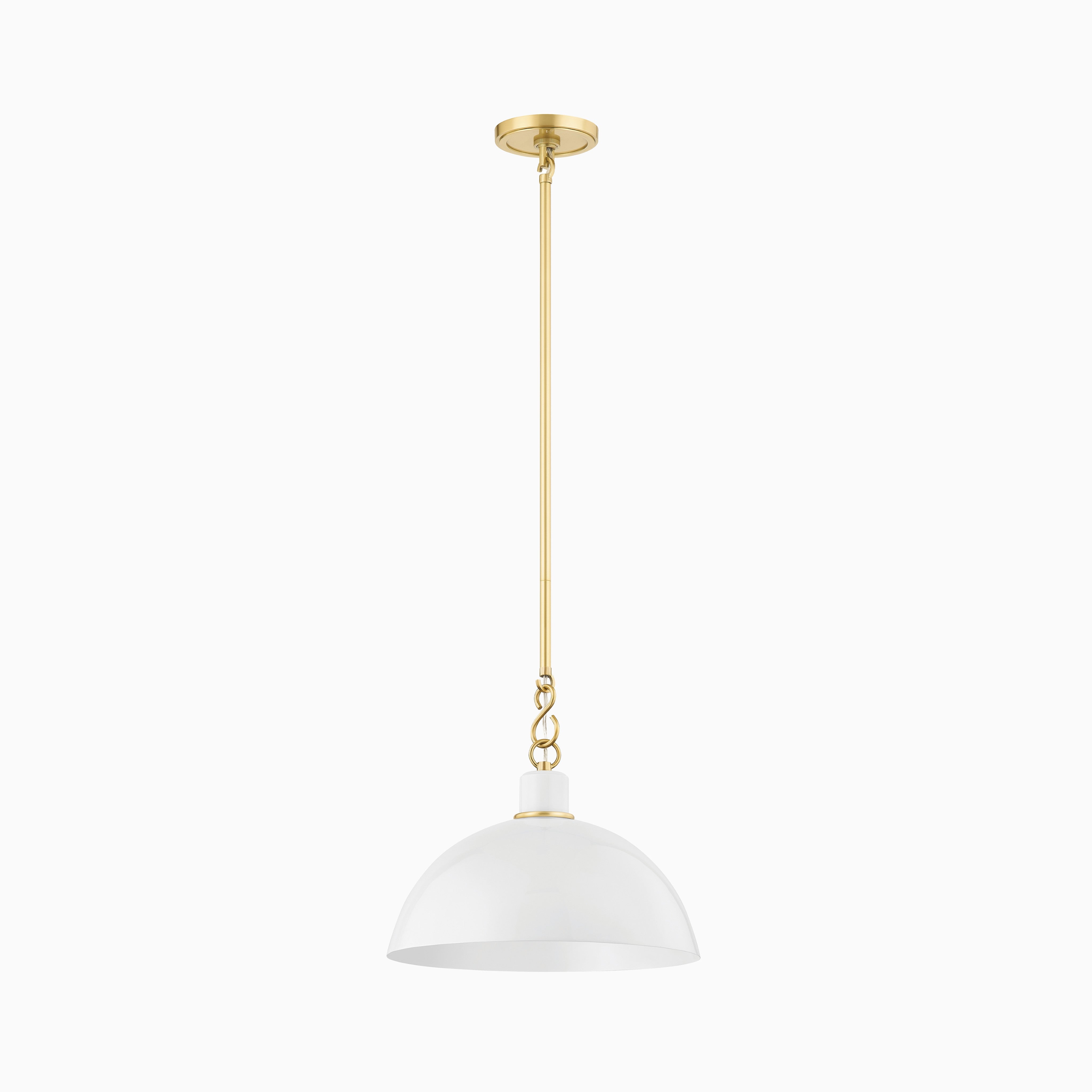 Halsey 13" Pendant in White & Aged Brass