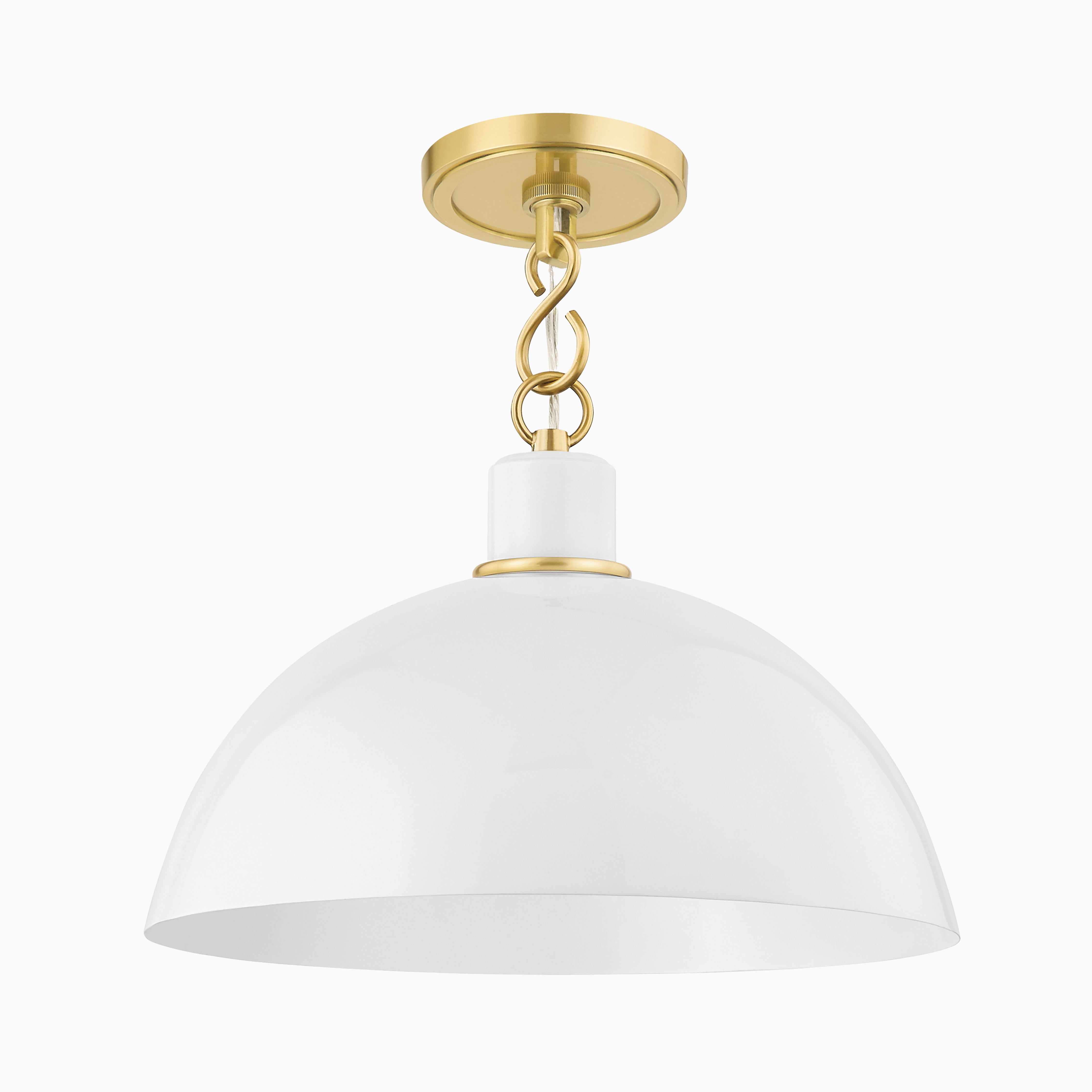 Halsey 13" Pendant in White & Aged Brass