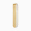Modern wall sconce in aged brass with a sleek, elongated oval design and brushed metal edge, mounted vertically on a white background.