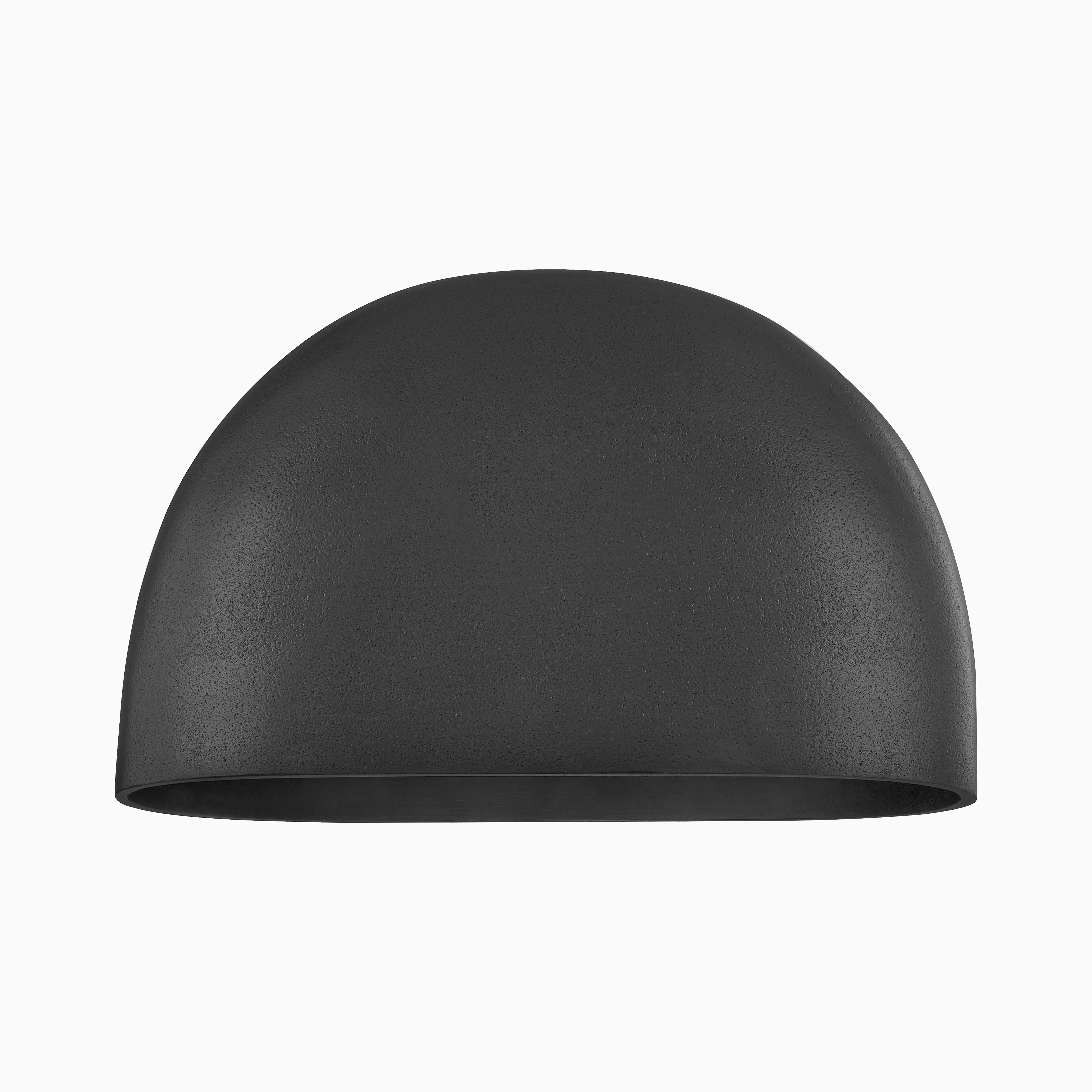 Minimalist dome-shaped wall sconce in matte dark bronze, casting a soft downward glow with sleek, modern simplicity.
