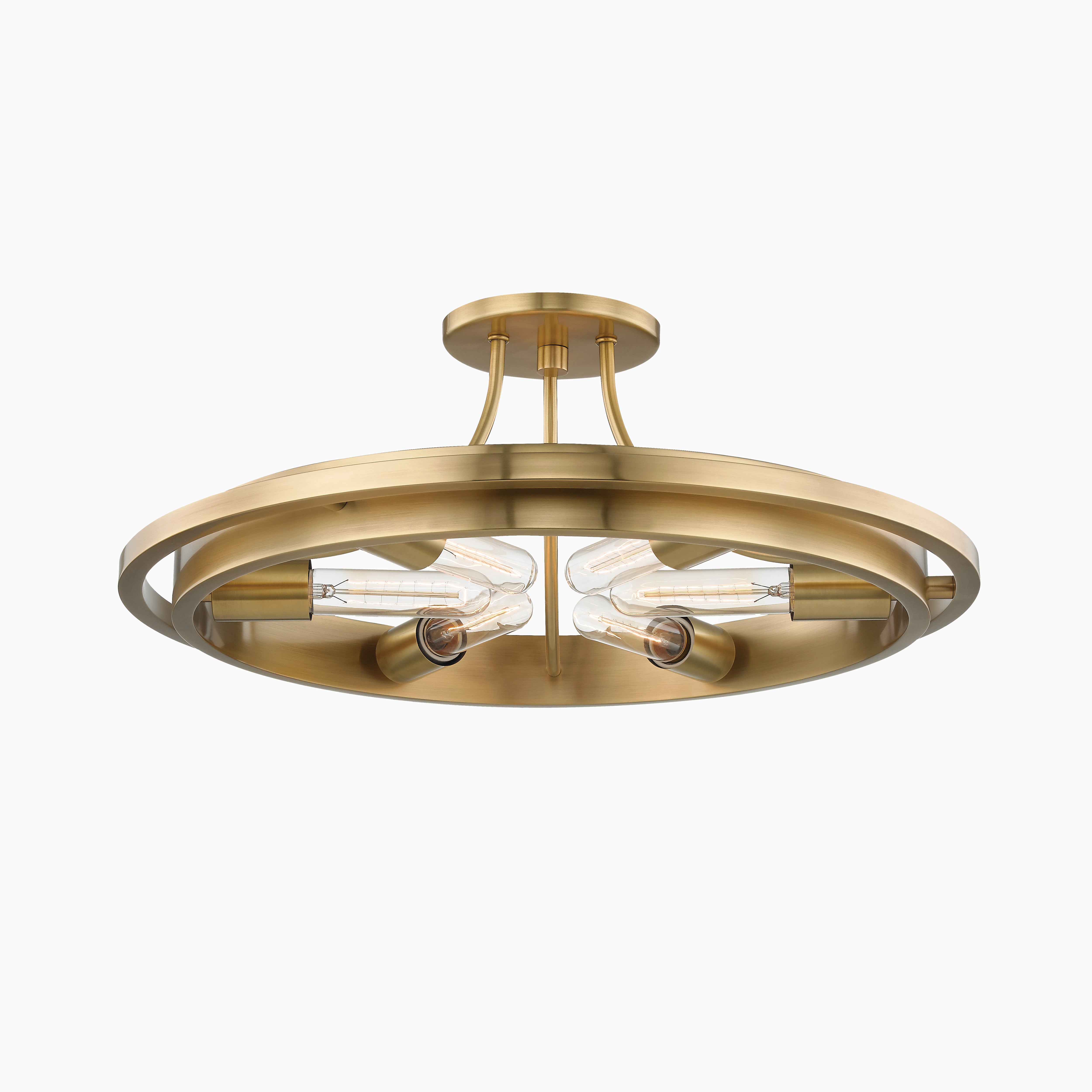 Clement Semi Flush In Aged Brass