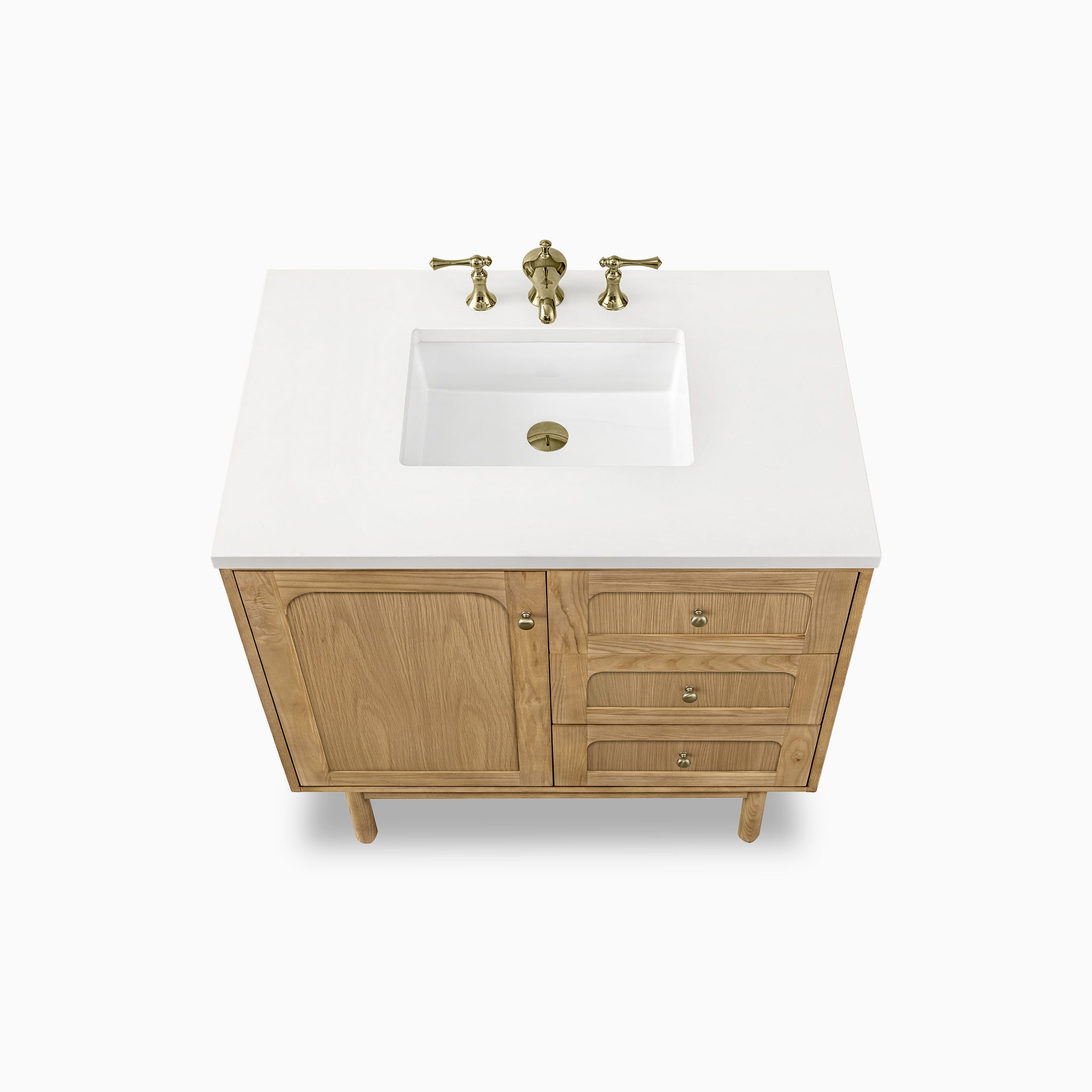Abigail 36" Single Vanity in Light Natural Oak with 3 cm White Zeus Quartz Top