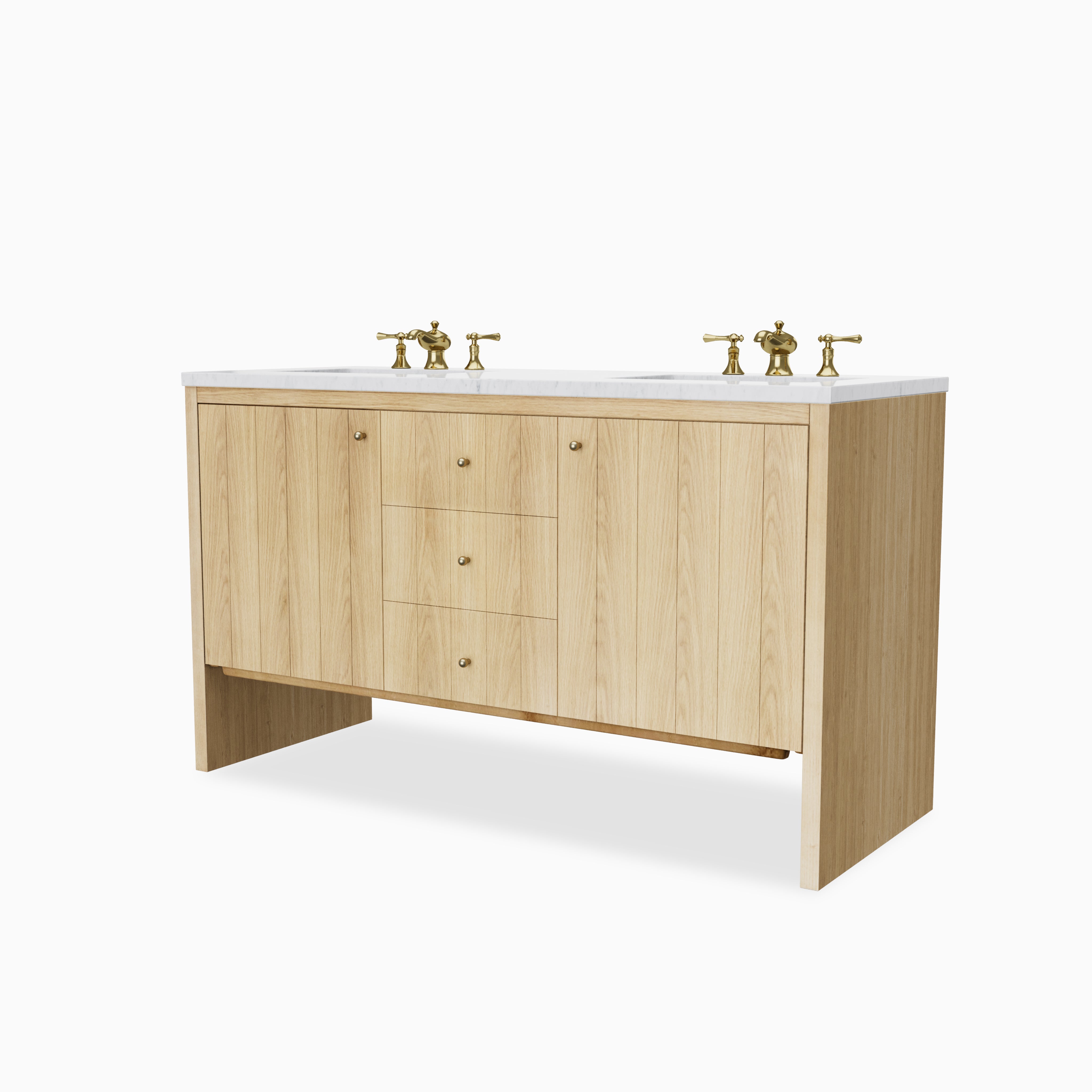 Gabriella 60" Double Vanity in Light Natural Oak with 3 cm Carrara Marble Top