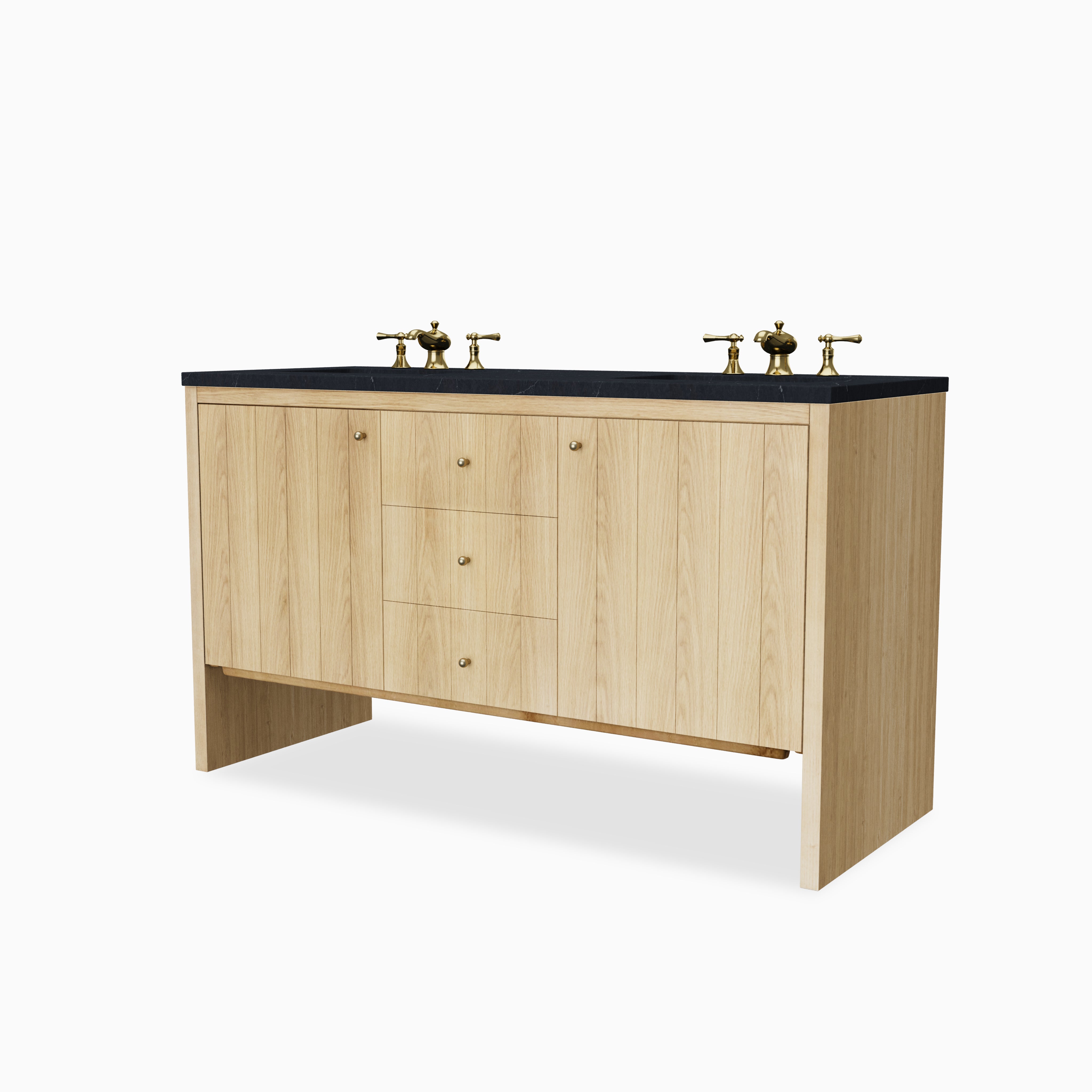 Gabriella 60" Double Vanity in Light Natural Oak with 3 cm Charcoal Soapstone Quartz Top