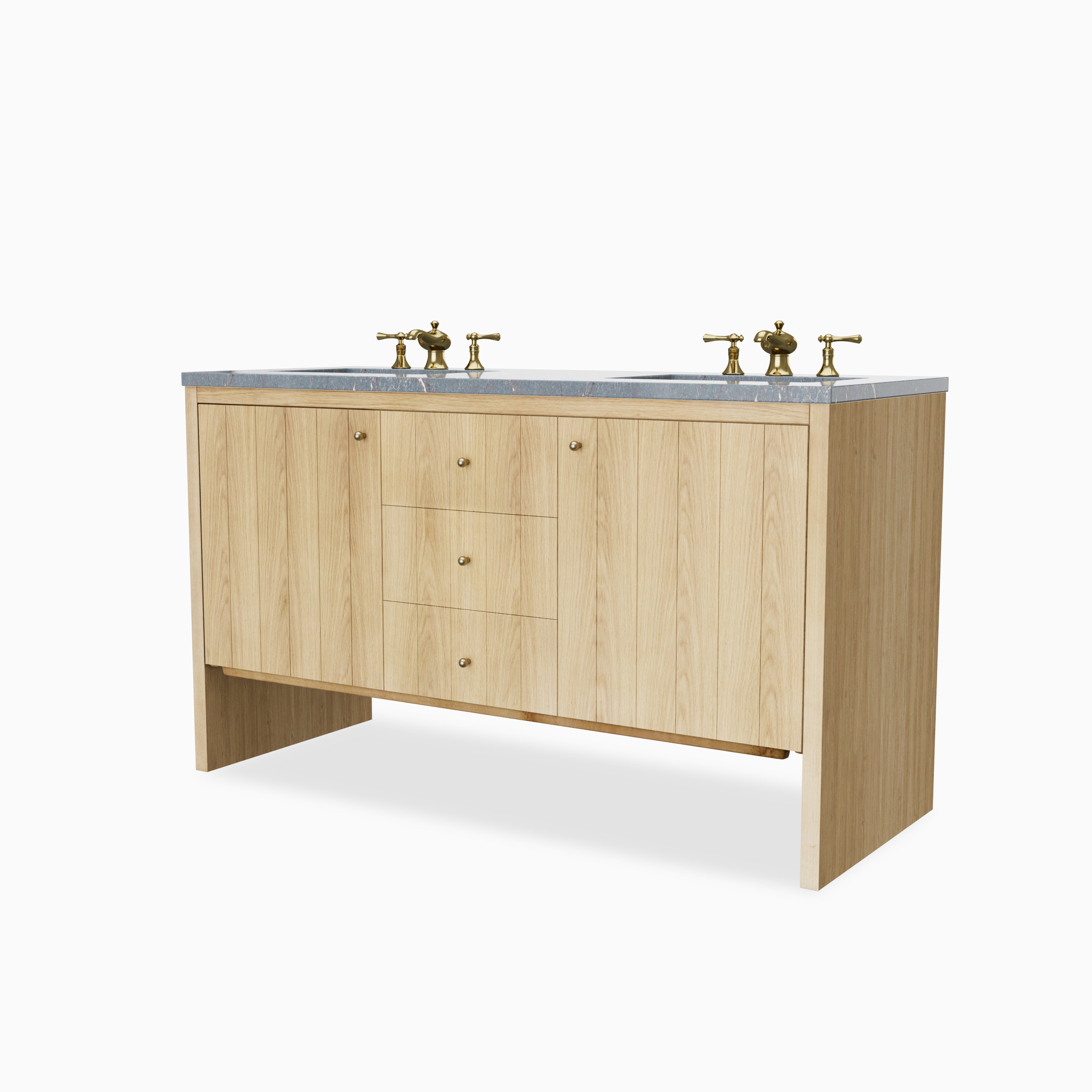 Gabriella 60" Double Vanity in Light Natural Oak with 3 cm Parisien Bleu Quartz Top
