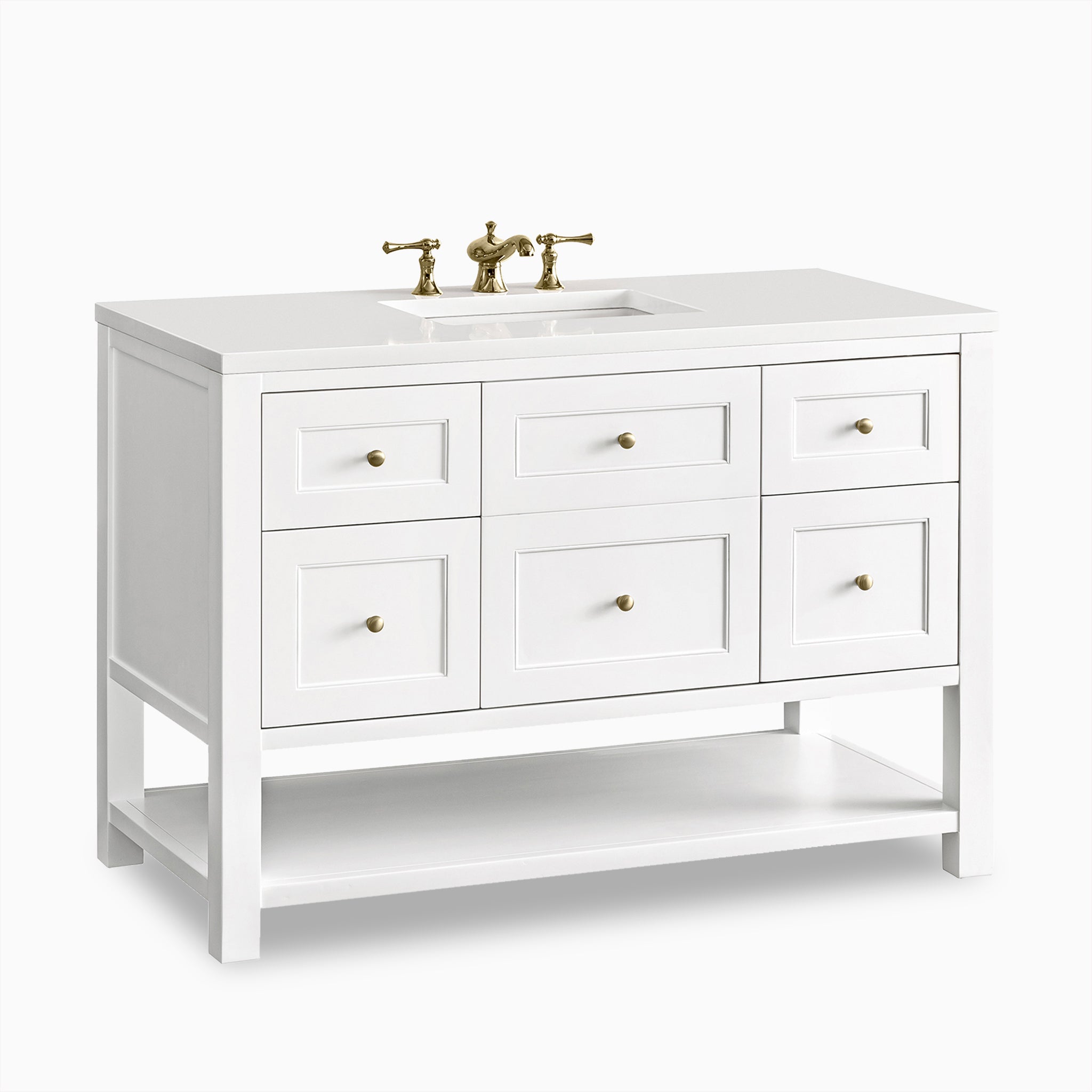 Bridgette 48" Single Vanity in Bright White with 3 cm White Zeus Quartz Top