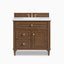 Elodie 36" Single Vanity in Mid-Century Walnut with 3 cm White Zeus Quartz Top