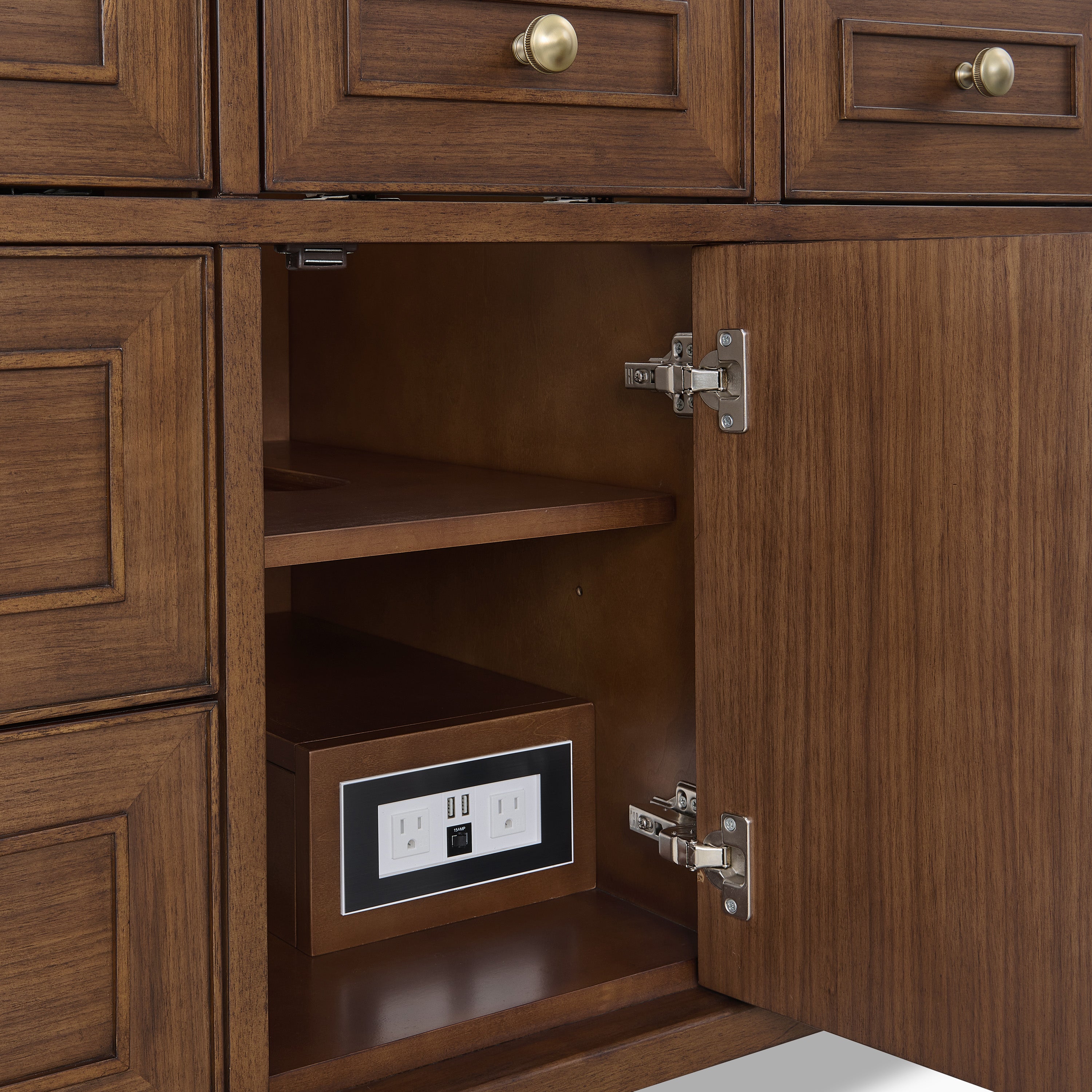 Elodie 48" Single Vanity in Mid-Century Walnut with 3 cm White Zeus Quartz Top