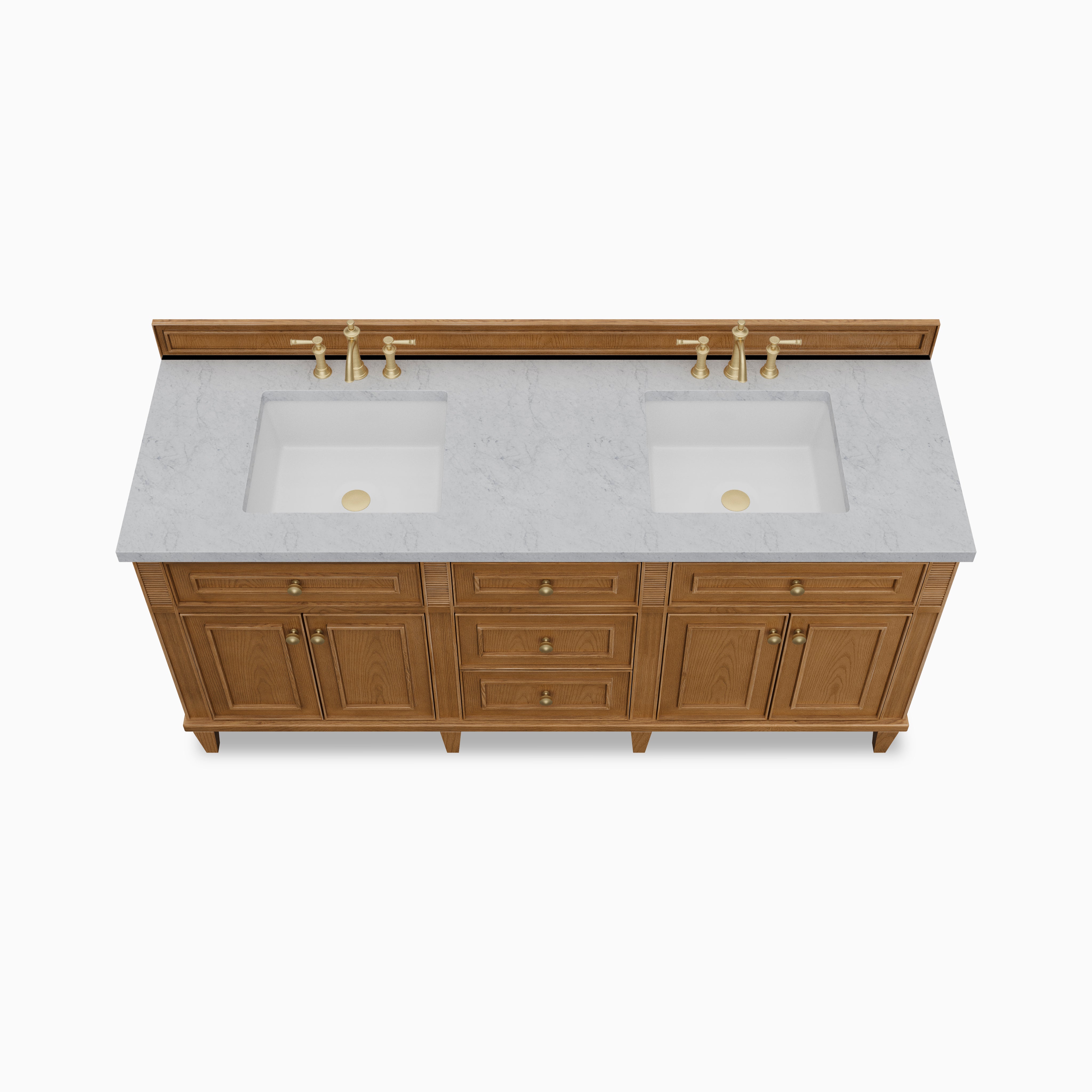Elodie 72" Double Vanity in Light Natural Oak with 3 cm Carrara White Marble Top