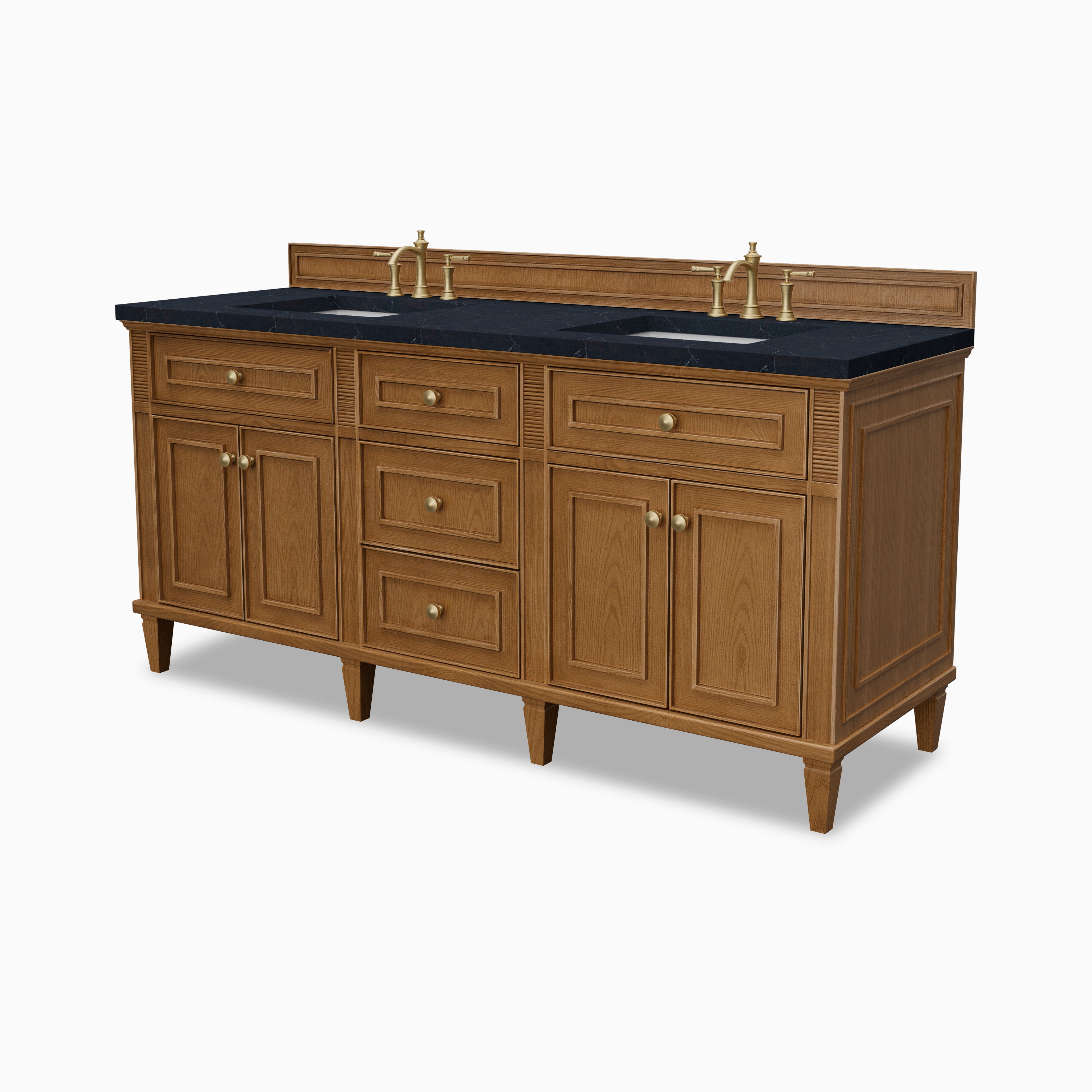 Elodie 72" Double Vanity in Light Natural Oak with 3 cm Charcoal Soapstone Quartz Top