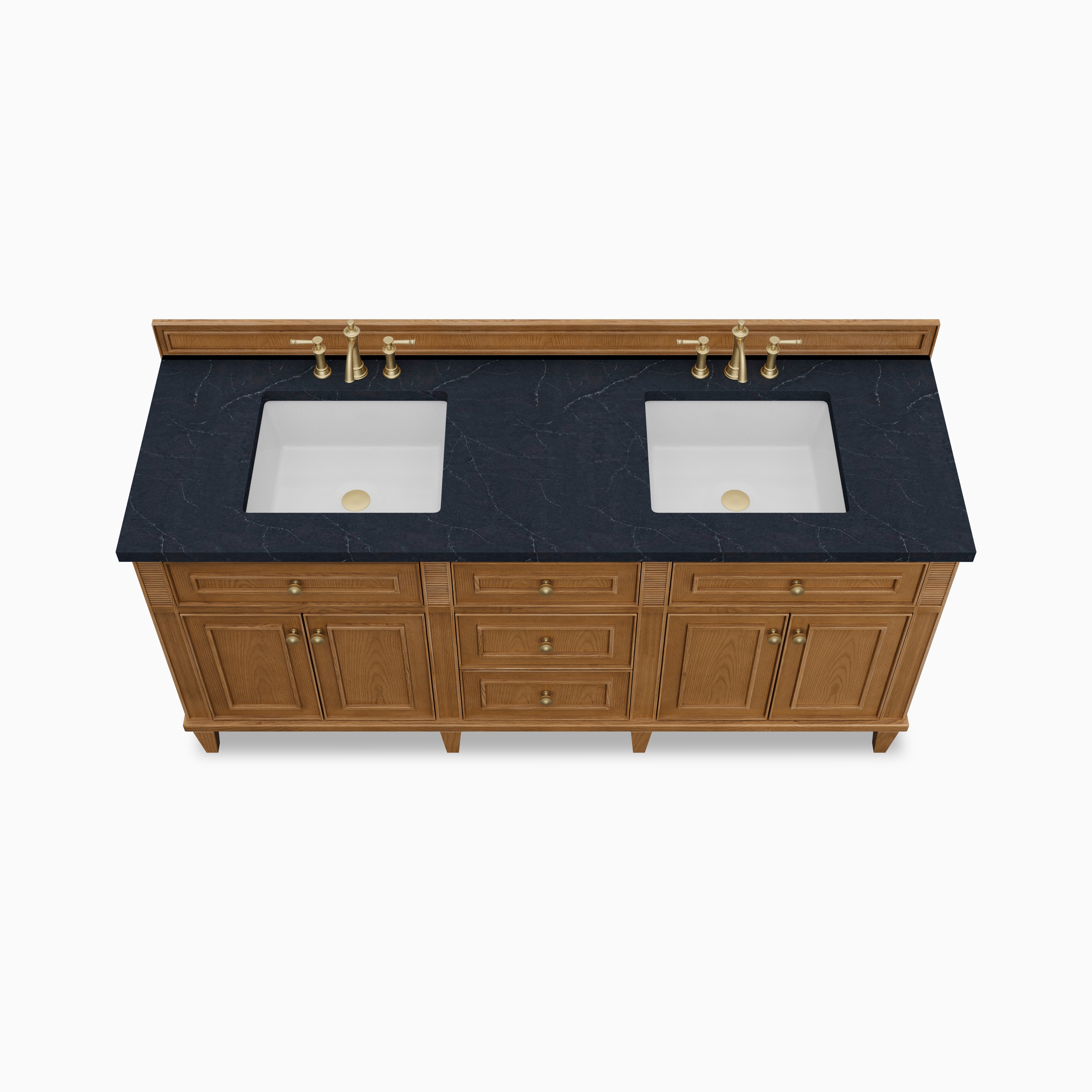 Elodie 72" Double Vanity in Light Natural Oak with 3 cm Charcoal Soapstone Quartz Top