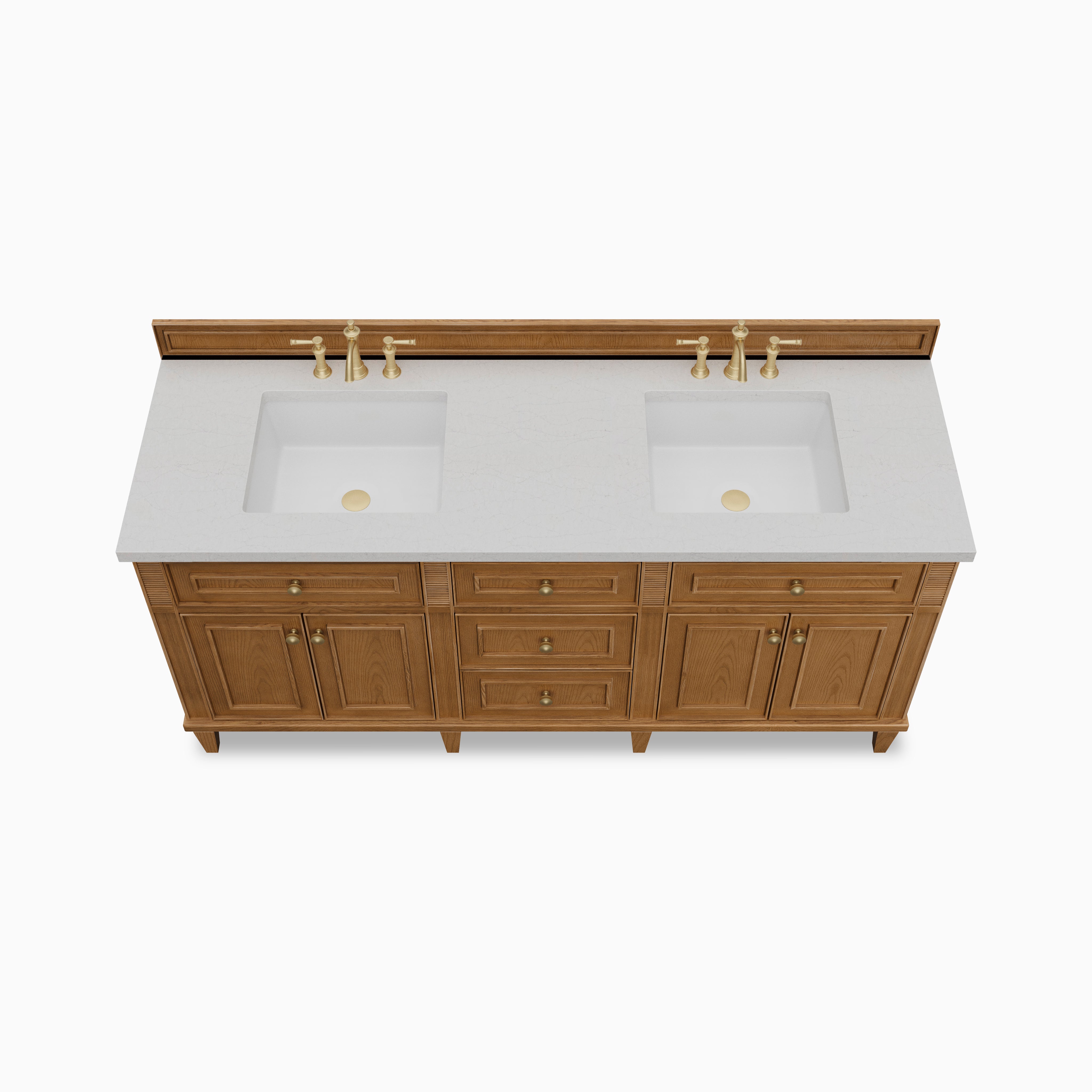 Elodie 72" Double Vanity in Light Natural Oak with 3 cm Eternal Jasmine Pearl Quartz Top