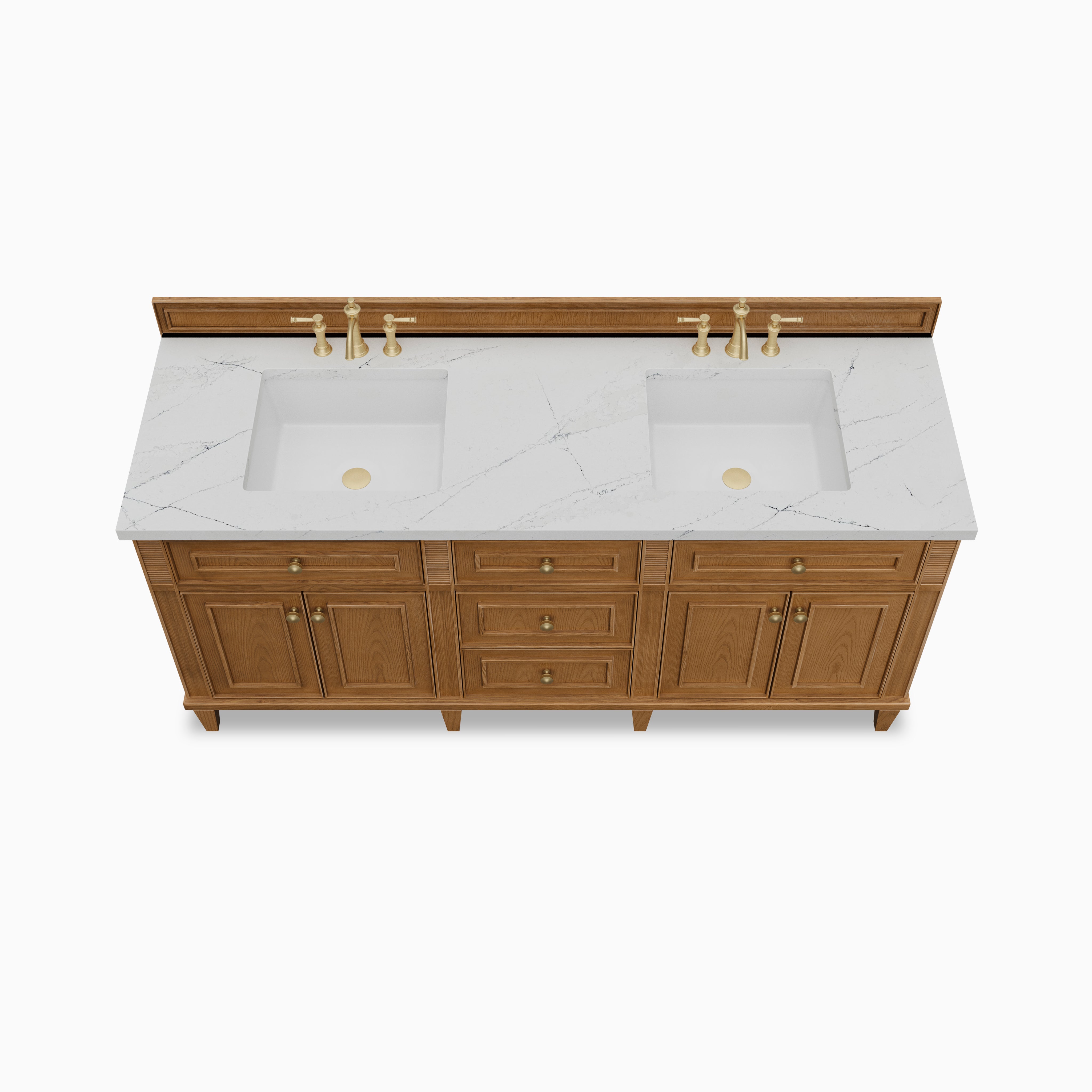 Elodie 72" Double Vanity in Light Natural Oak with 3 cm Ethereal Noctis Quartz Top