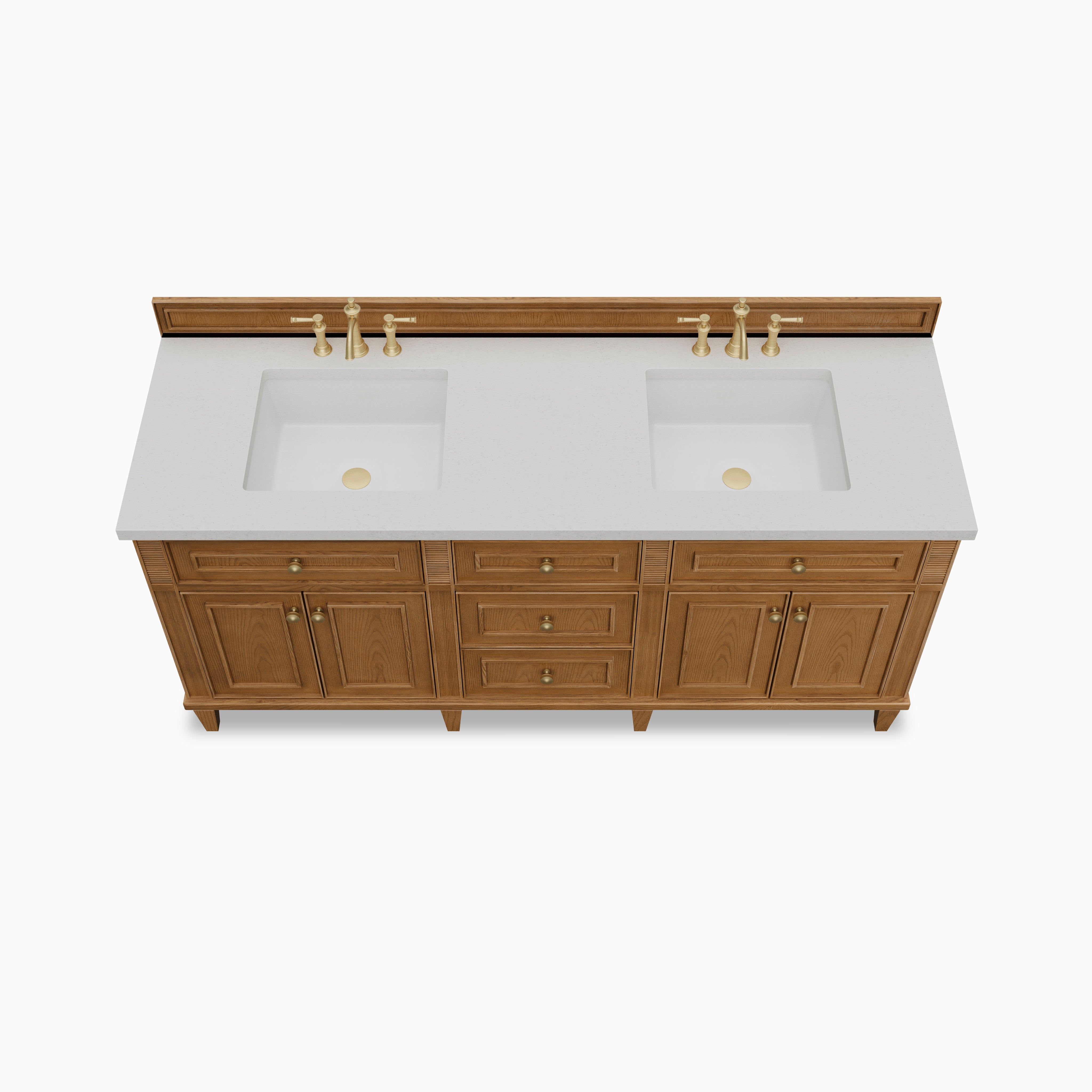 Elodie 72" Double Vanity in Light Natural Oak with 3 cm Lime Delight Quartz Top