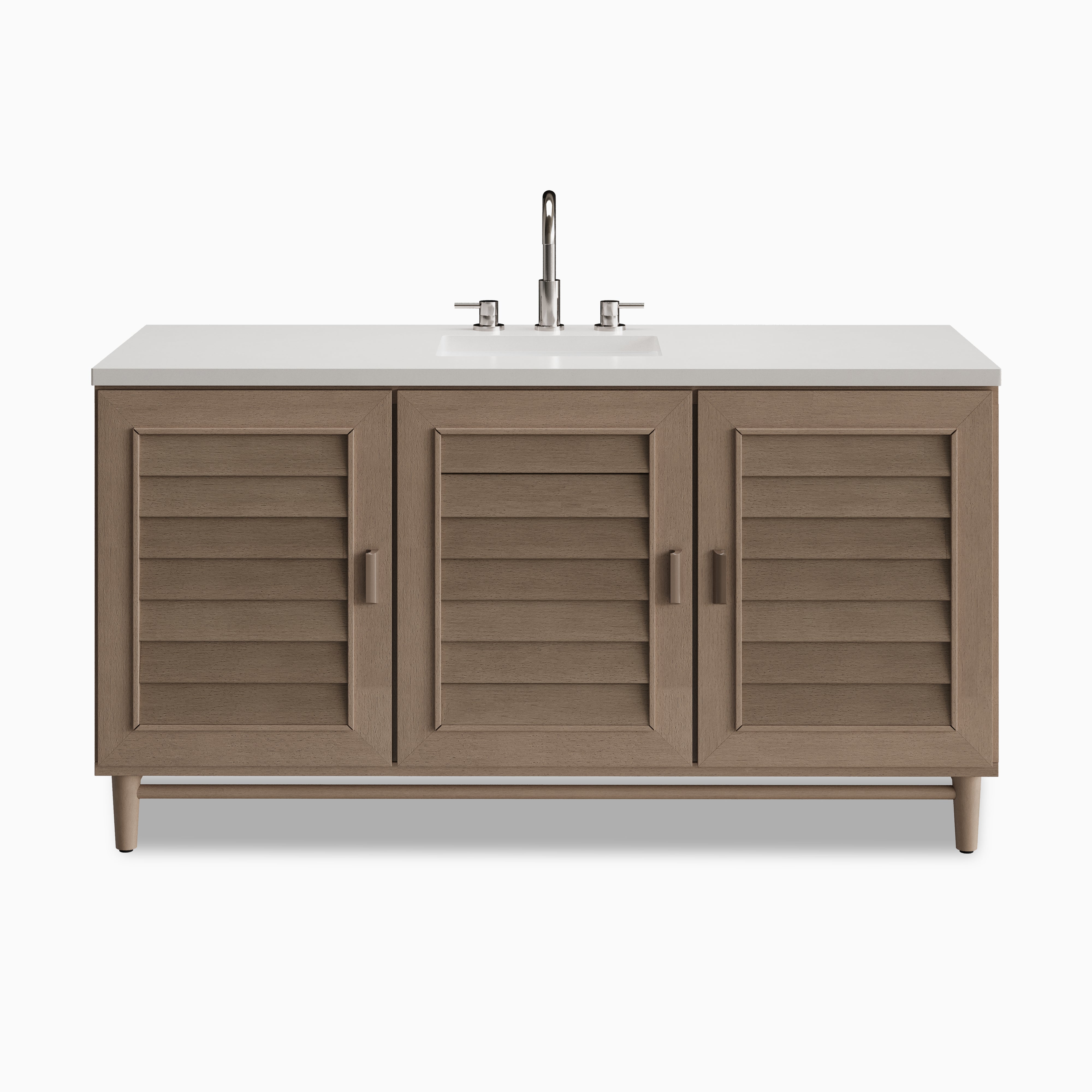 Trisha 60" Single Vanity in Whitewashed Walnut with 3 cm White Zeus Quartz Top