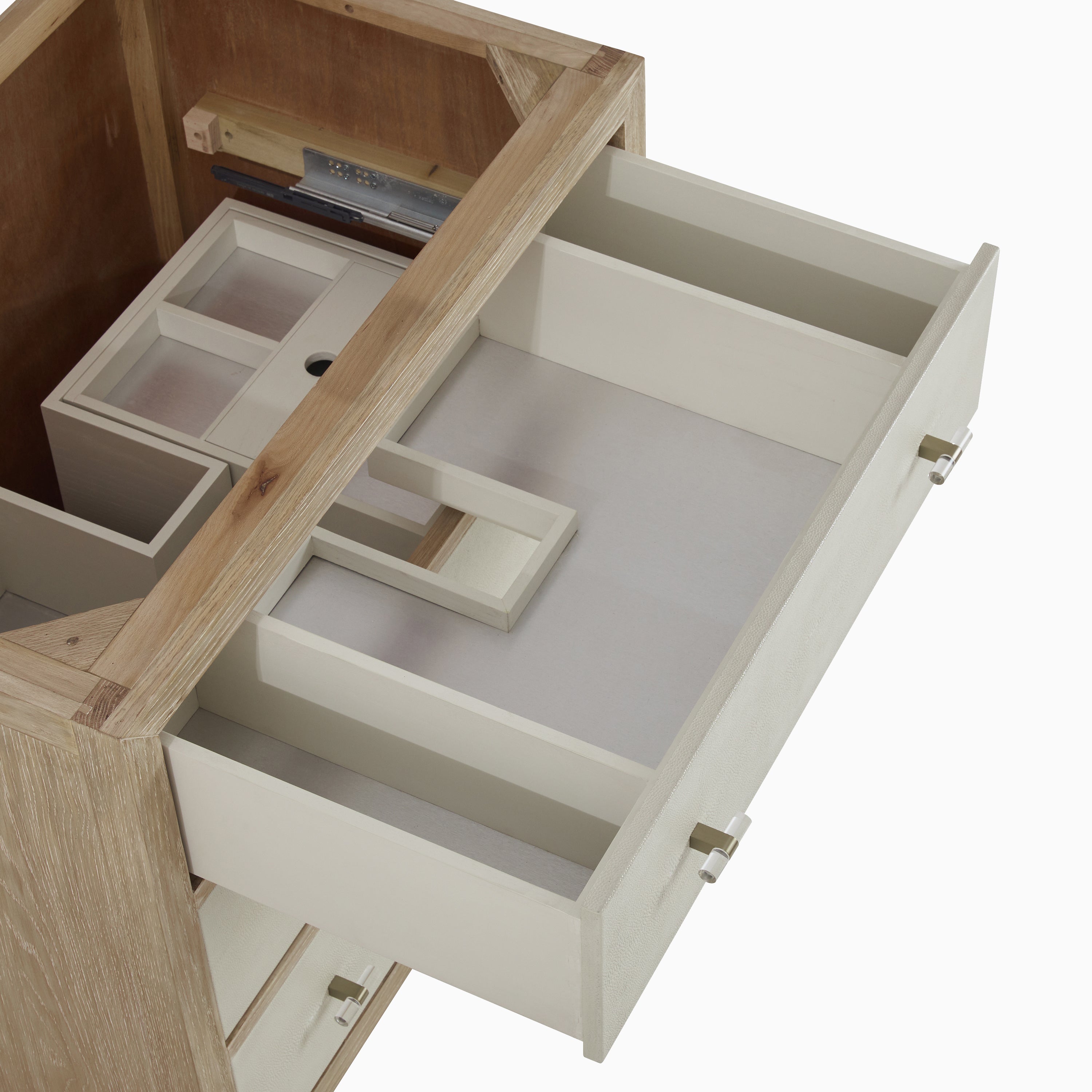 Daisy 36" Single Vanity in Sunwashed Oak with Embossed Shagreen and 3 cm White Zeus Quartz Top