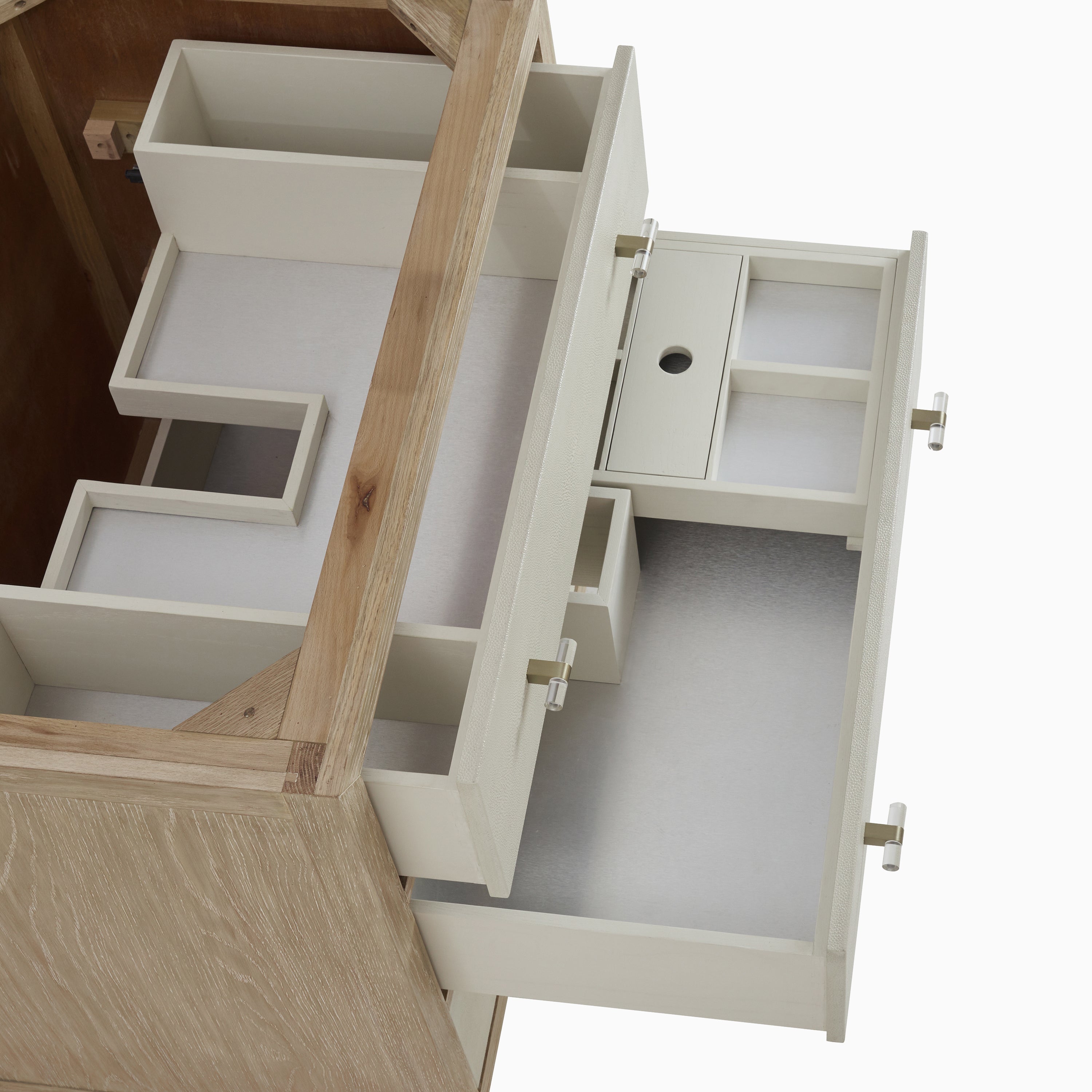 Daisy 36" Single Vanity in Sunwashed Oak with Embossed Shagreen and 3 cm White Zeus Quartz Top