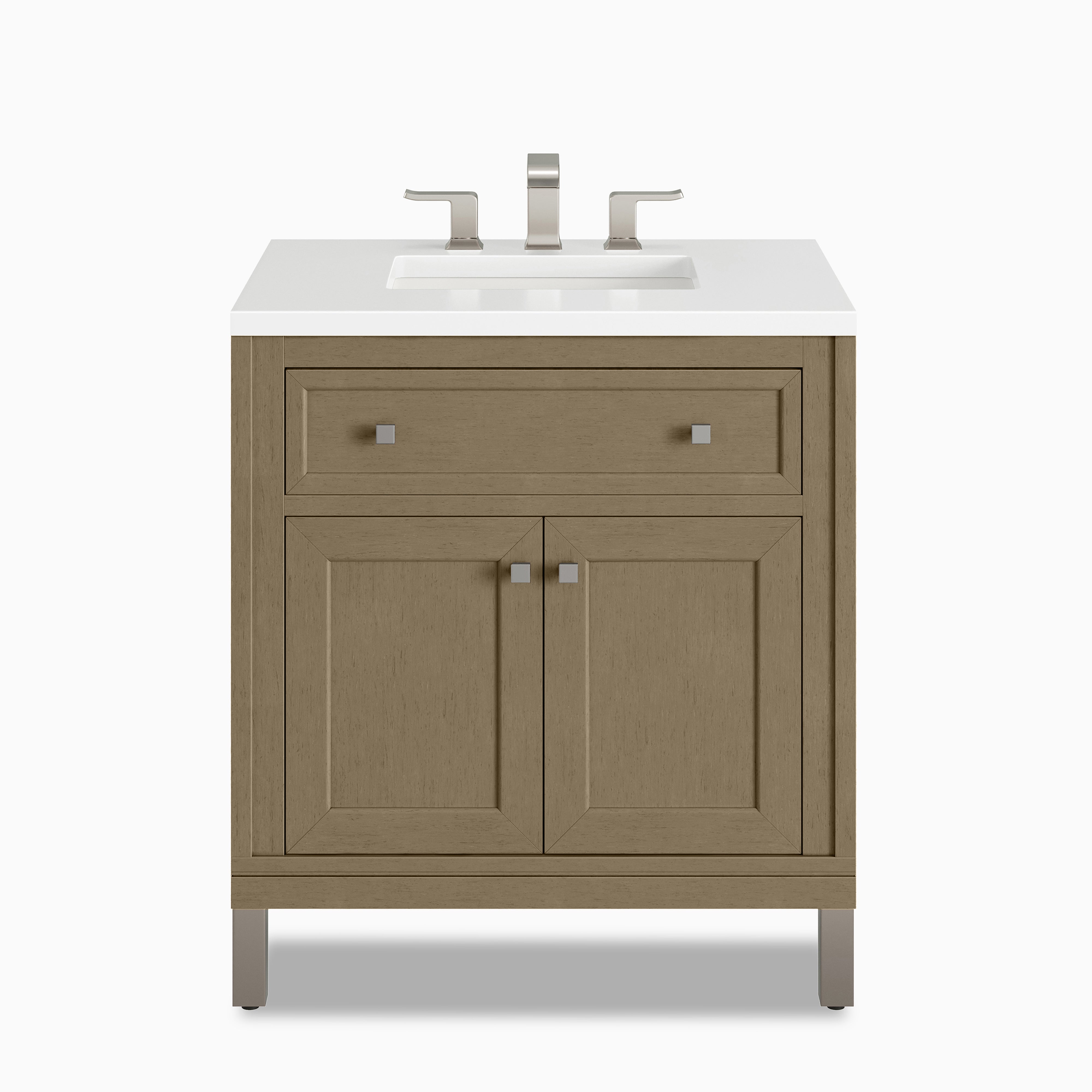 Janelle 30" Single Vanity in Walnut Whisper with 3 cm White Zeus Silestone¨ Top