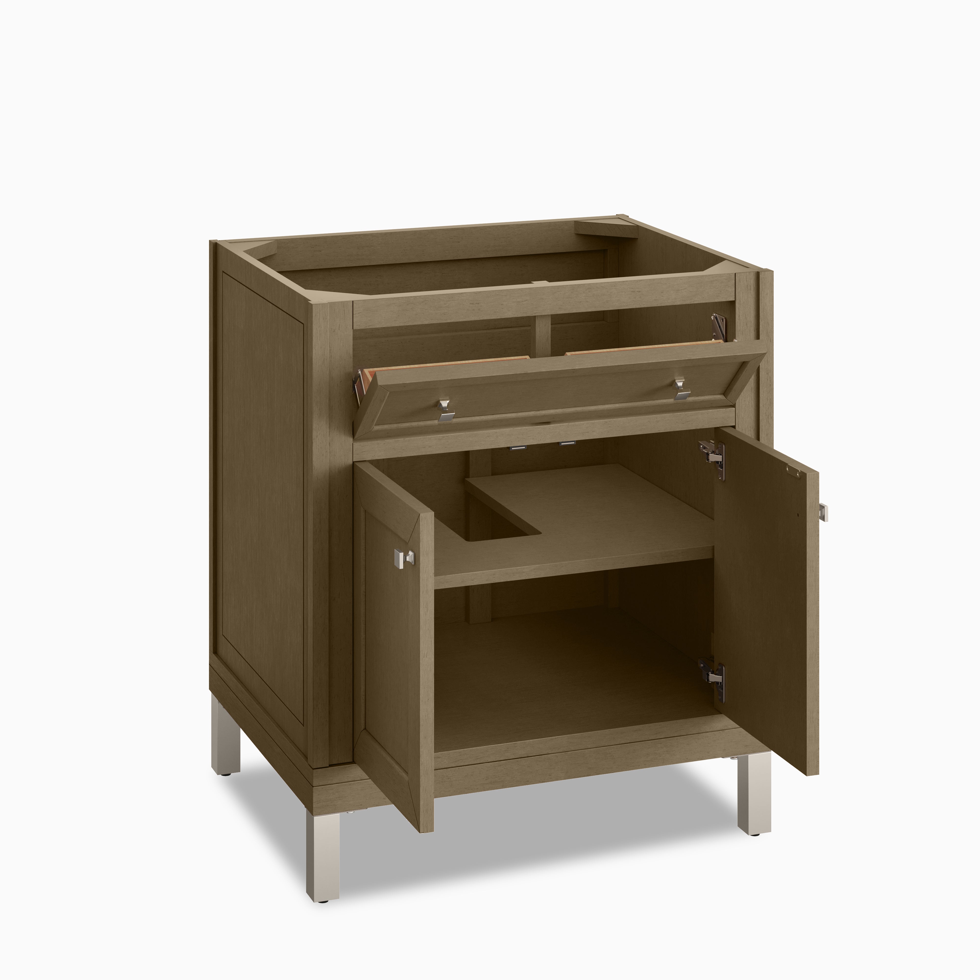 Janelle 30" Single Vanity in Walnut Whisper with 3 cm White Zeus Silestone Top