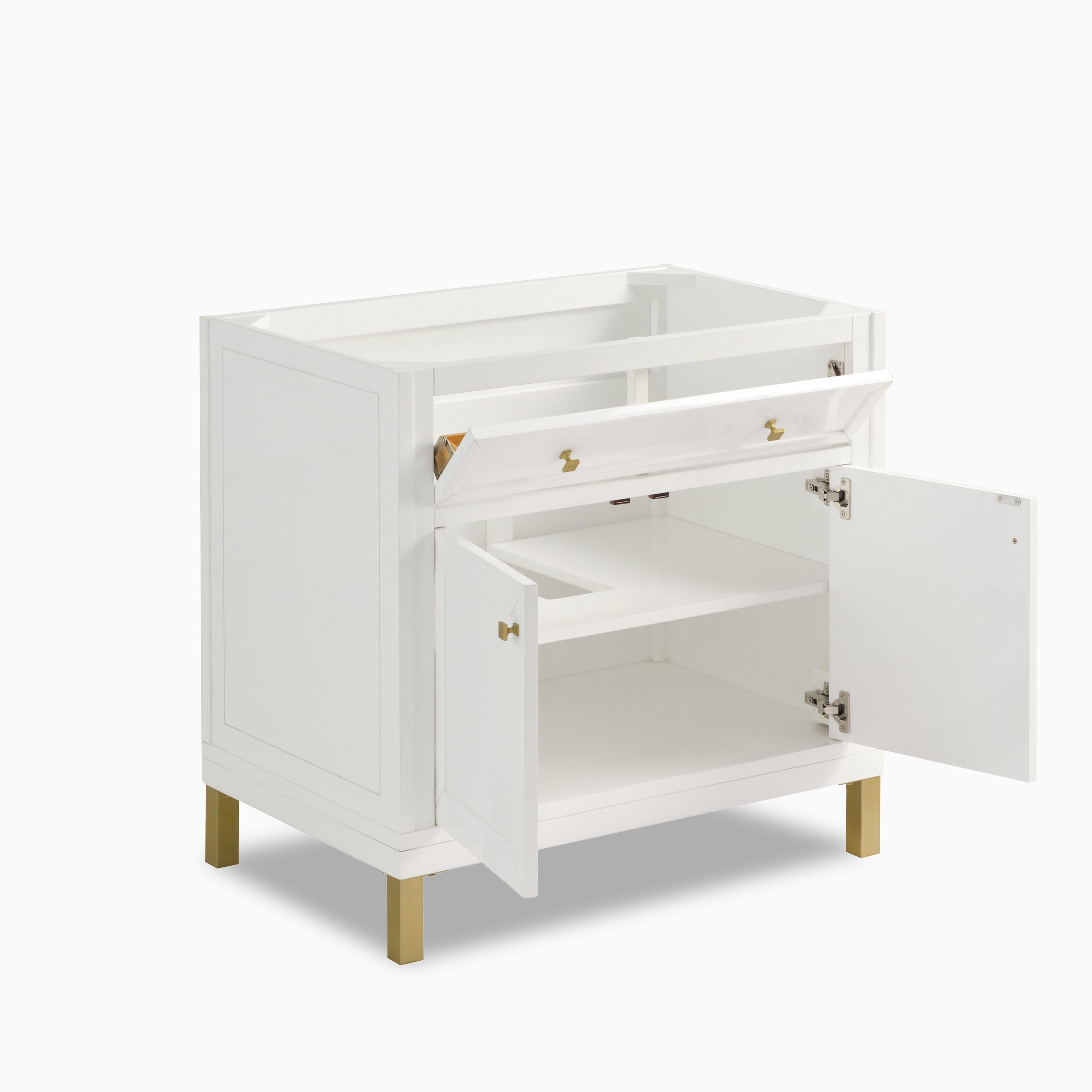 Janelle 36" Single Vanity in Glossy White with 3 cm White Zeus Silestone Top
