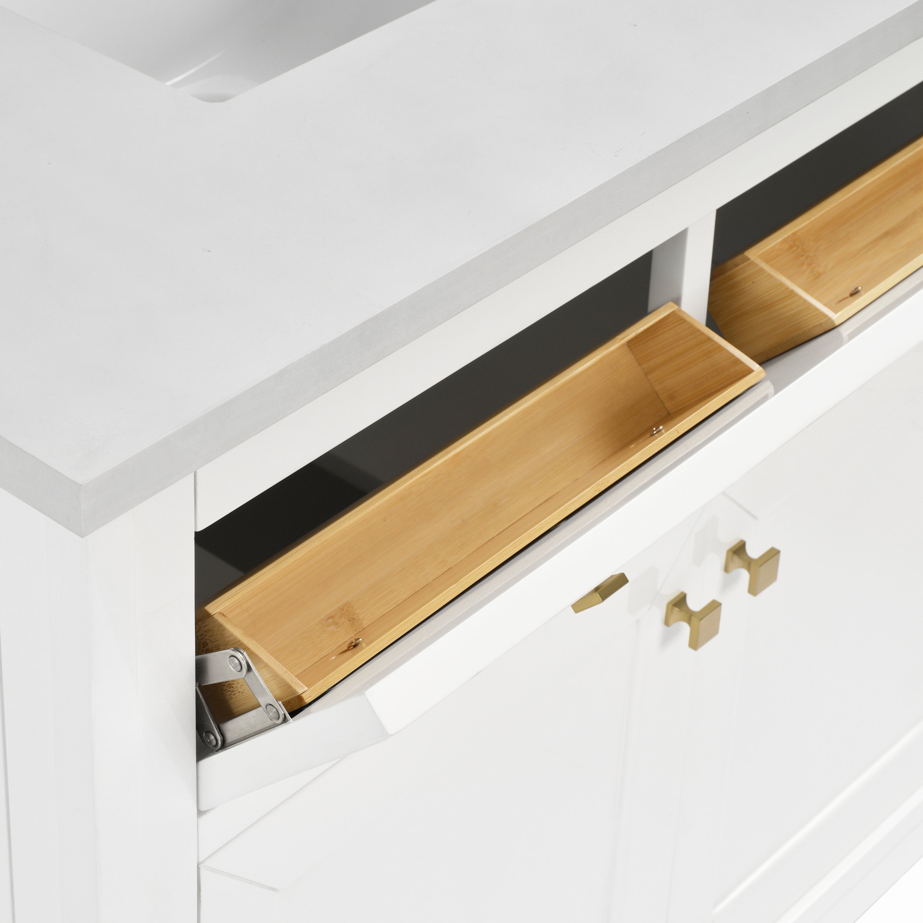 Janelle 36" Single Vanity in Glossy White with 3 cm White Zeus Silestone Top