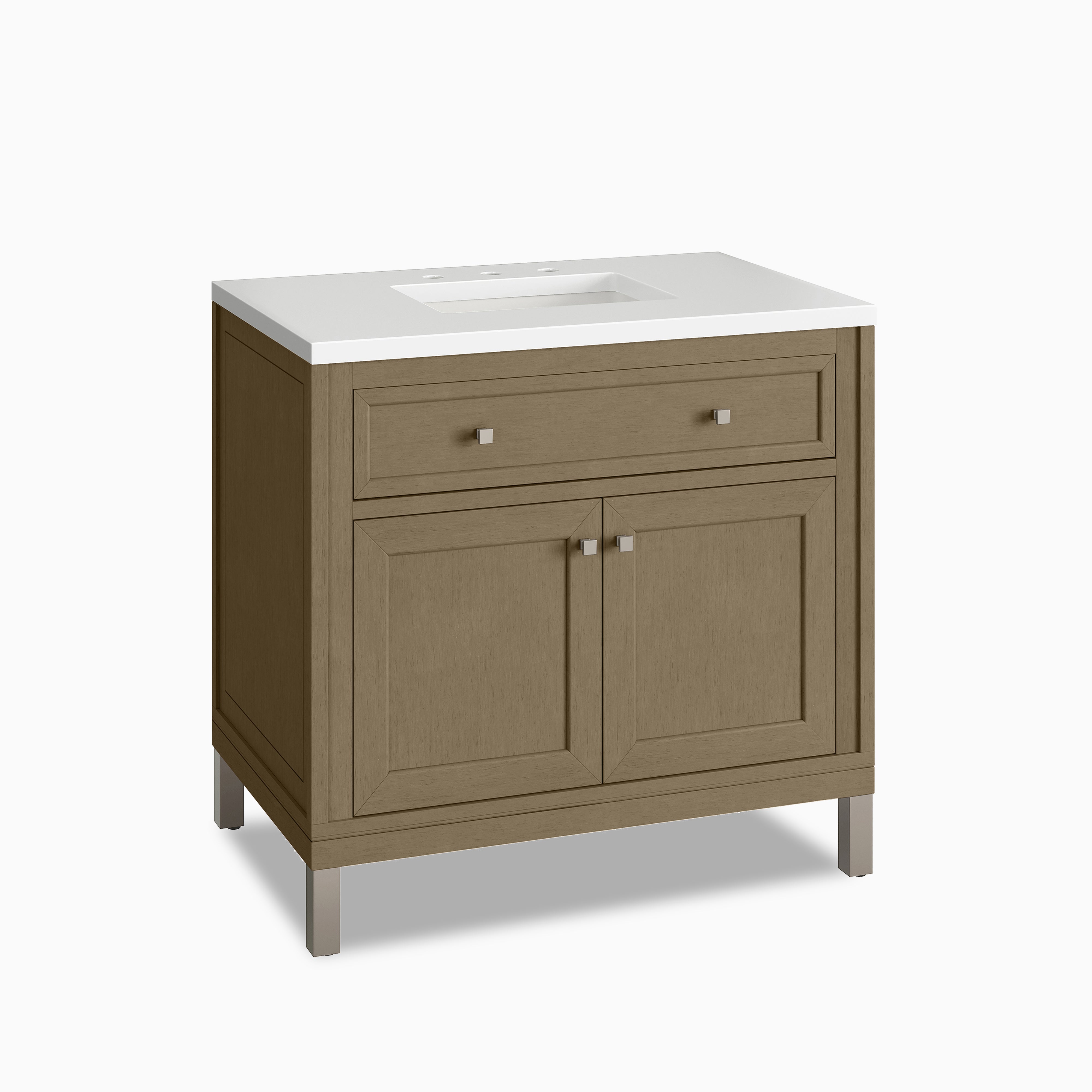 Janelle 36" Single Vanity in Walnut Whisper with 3 cm White Zeus Silestone¨ Top