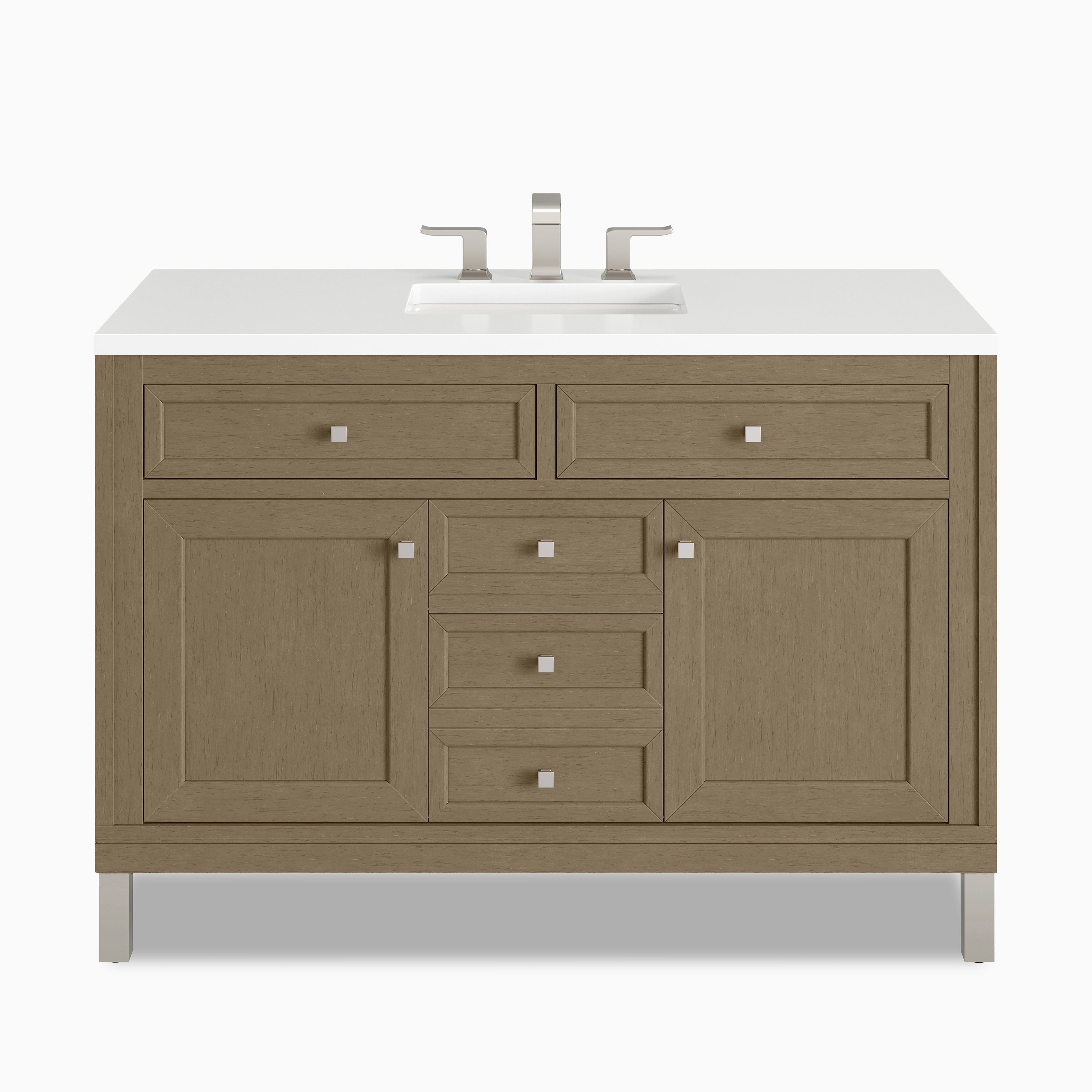 Janelle 48" Single Vanity in Walnut Whisper with 3 cm White Zeus Silestone¨ Top
