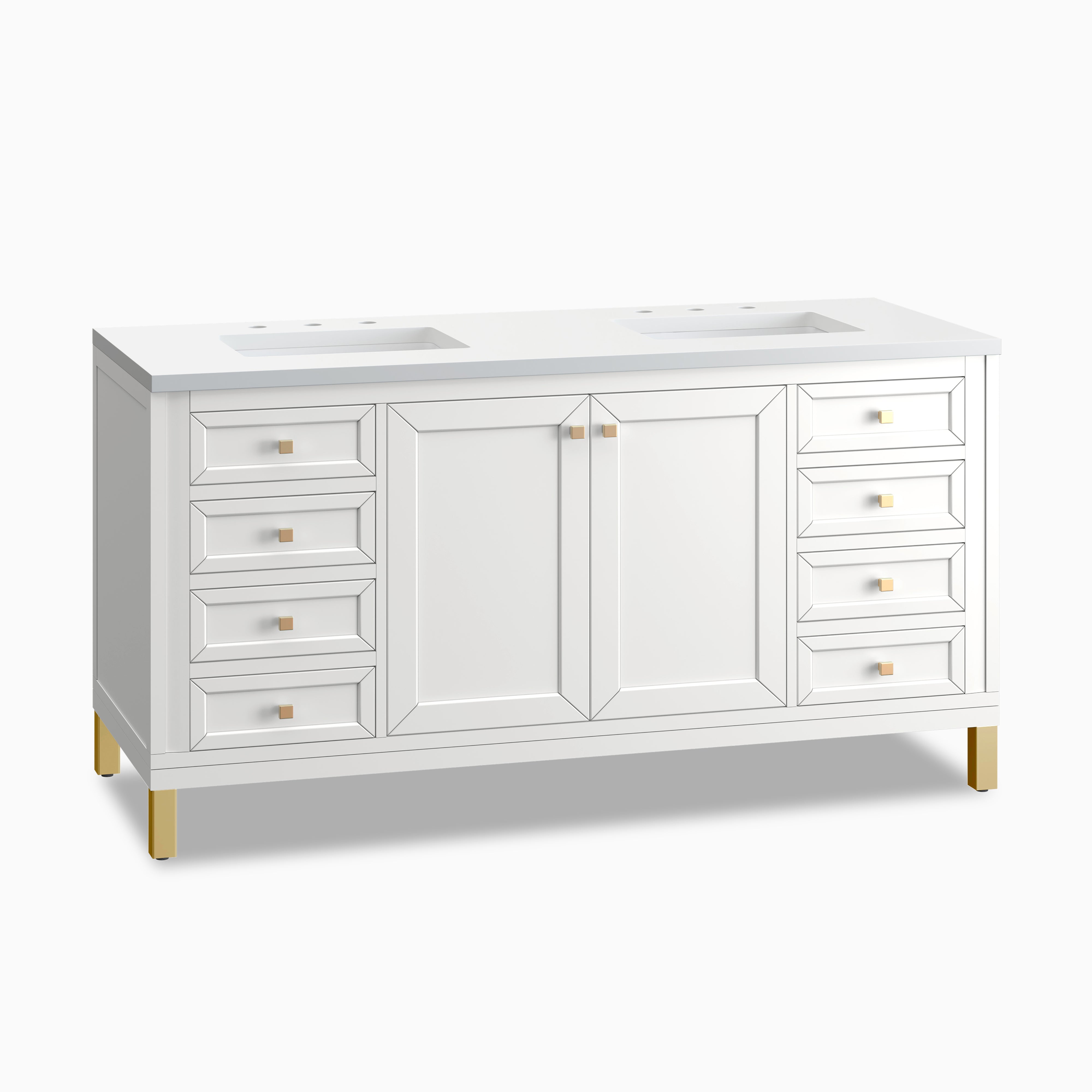 Janelle 60" Double Vanity in Glossy White with 3 cm White Zeus Silestone¨ Top