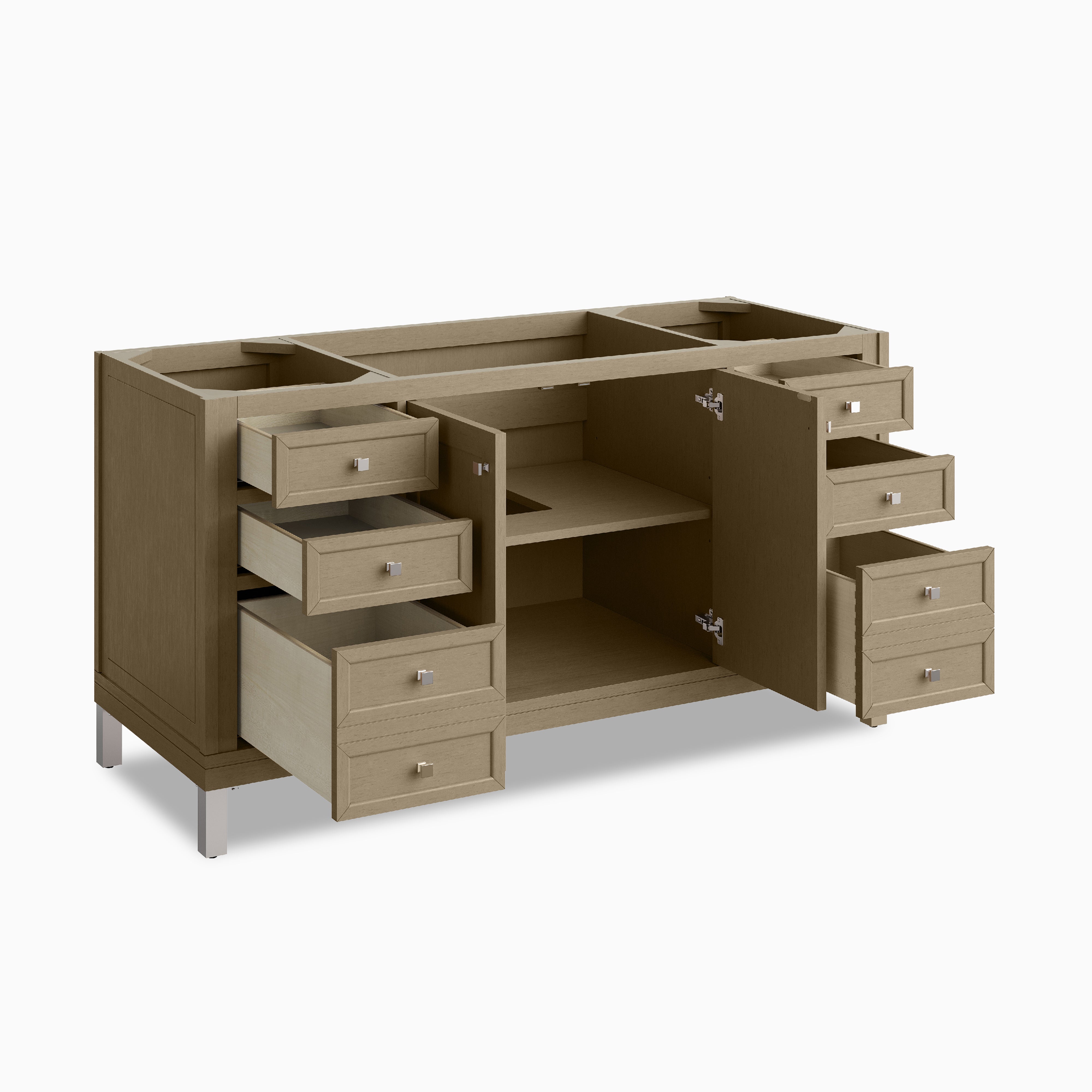 Janelle 60" Single Vanity in Walnut Whisper with 3 cm White Zeus Silestone Top