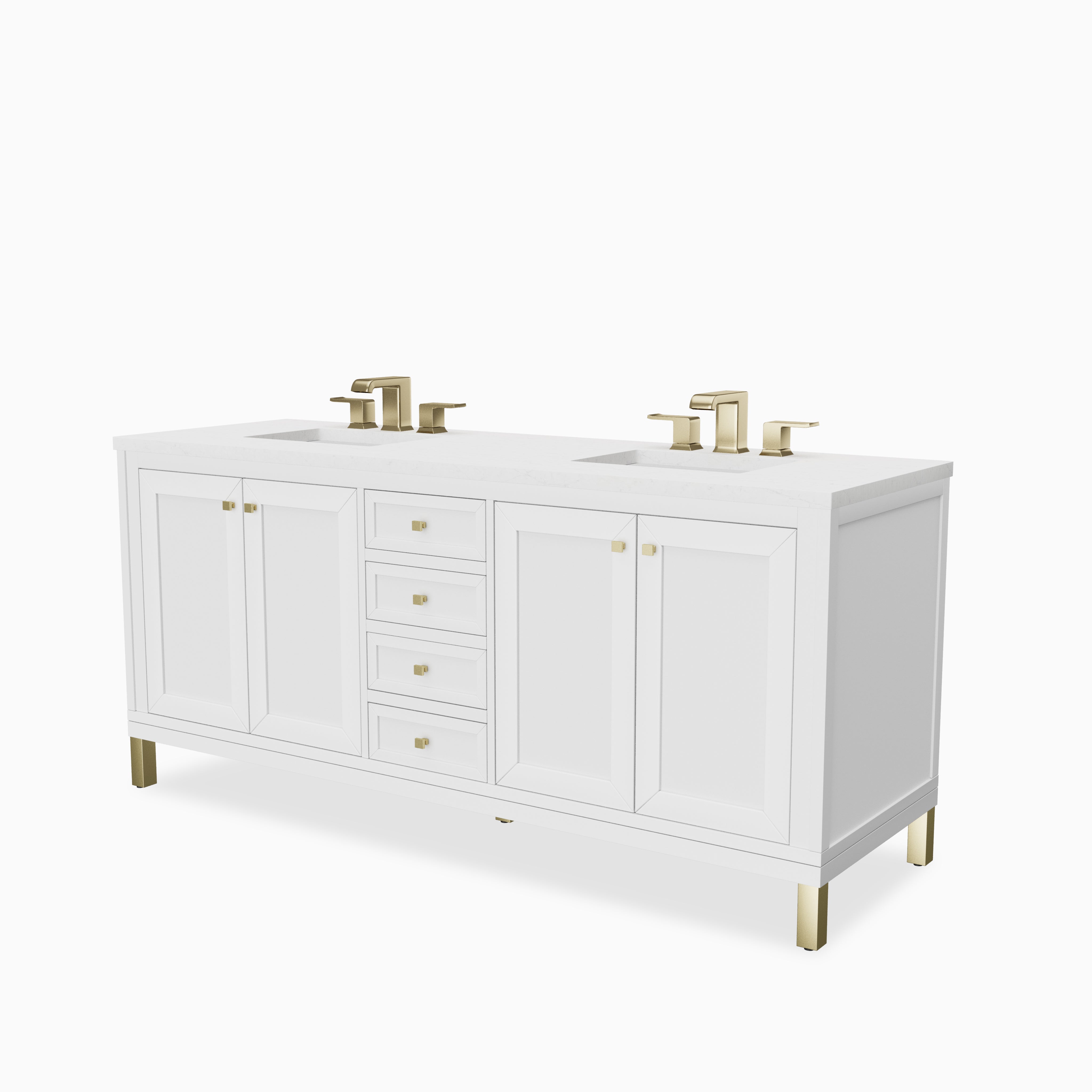 Janelle 72" Double Vanity in Glossy White with 3 cm Eternal Jasmine Pearl Silestone Top