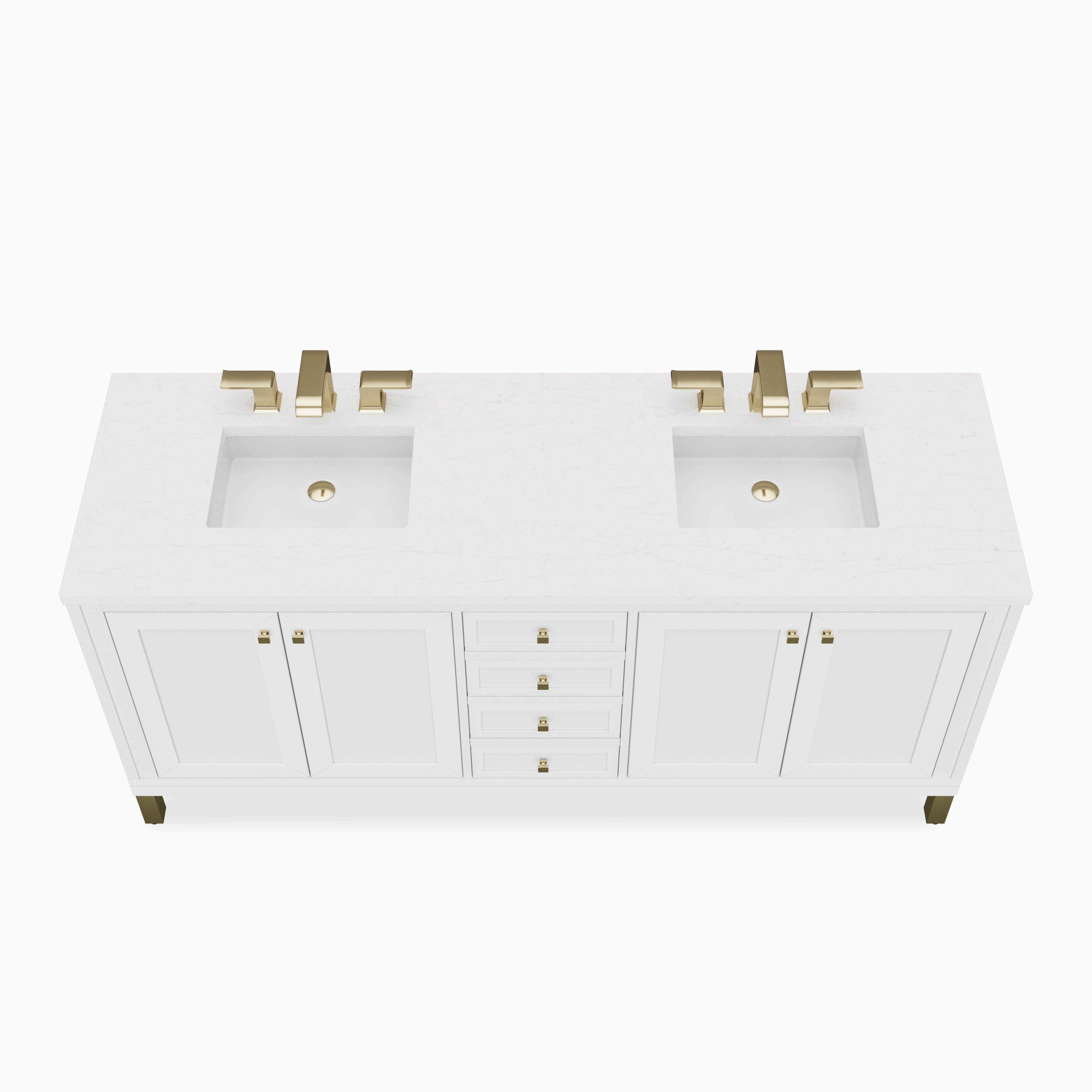 Janelle 72" Double Vanity in Glossy White with 3 cm Eternal Jasmine Pearl Silestone Top