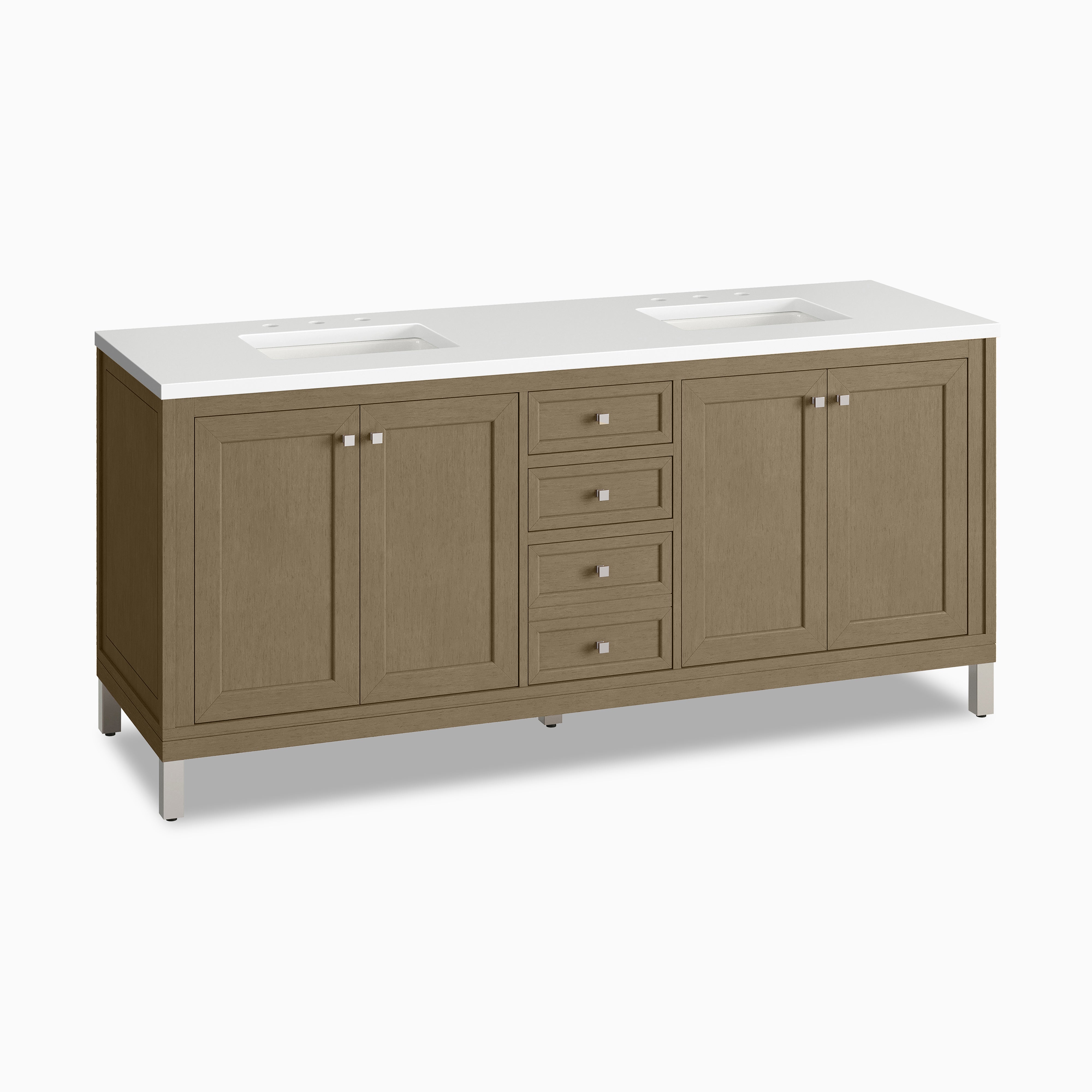 Janelle 72" Double Vanity in Walnut Whisper with 3 cm White Zeus Silestone¨ Top