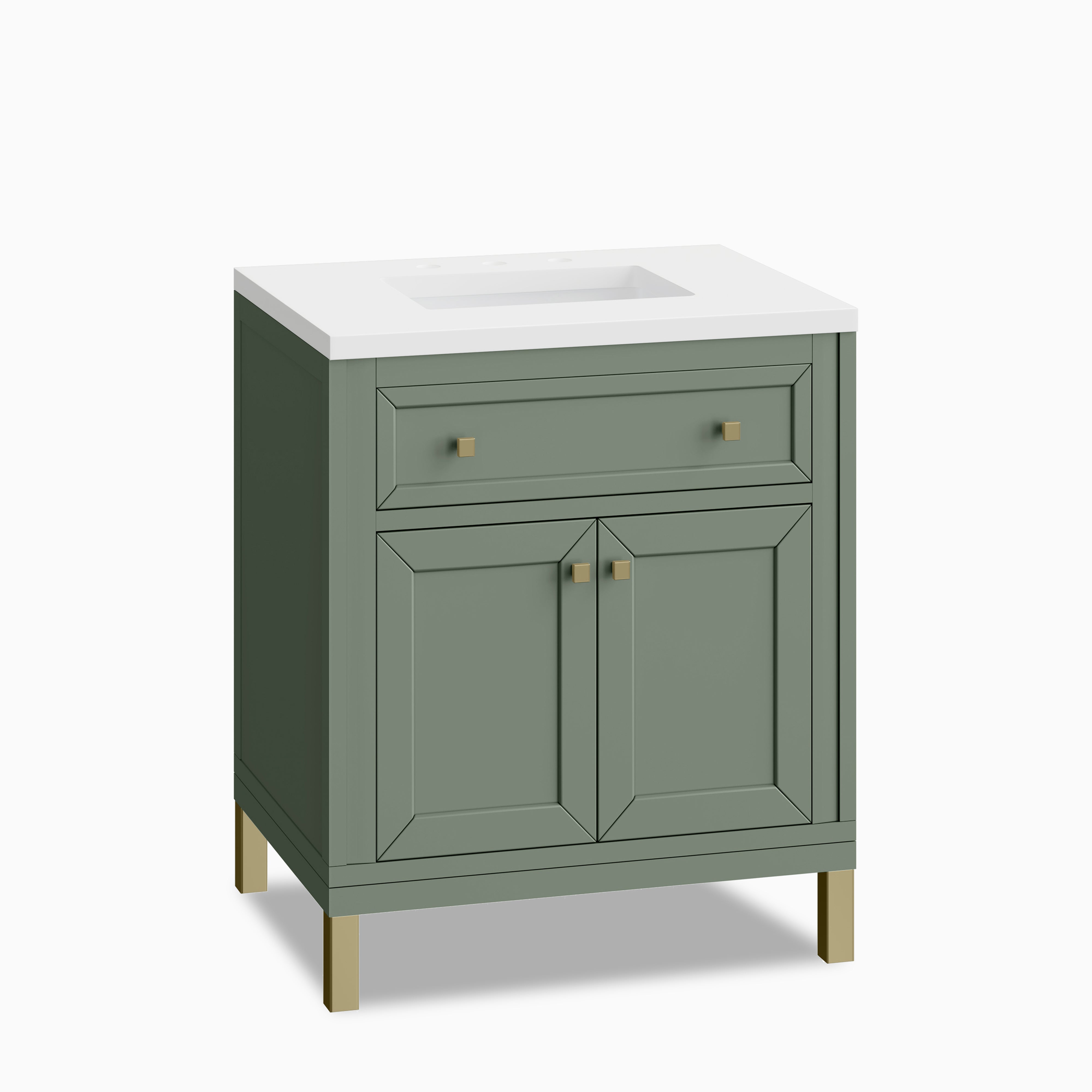 Janelle 30" Single Vanity in Smokey Celadon with 3 cm White Zeus Silestone¨ Top