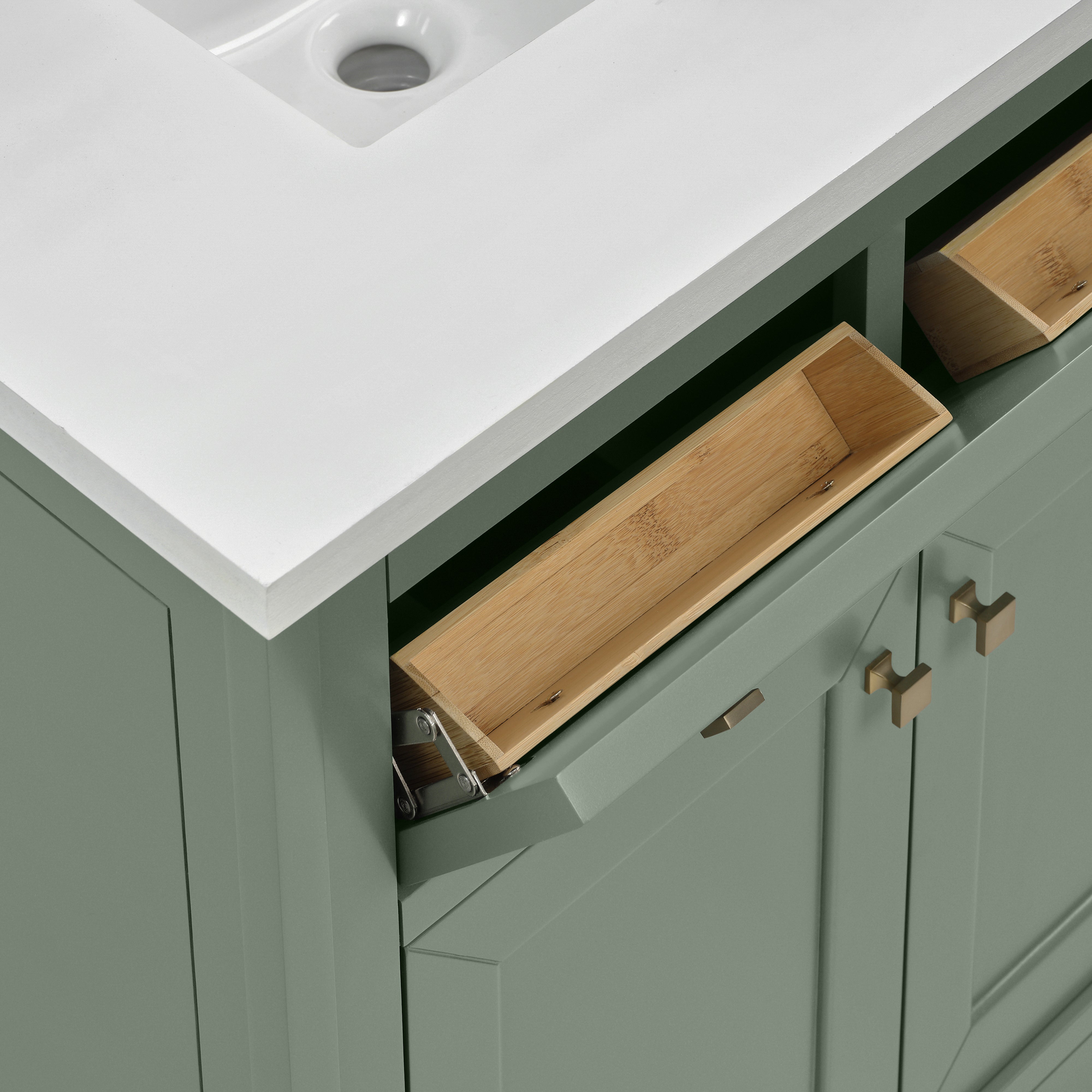 Janelle 30" Single Vanity in Smokey Celadon with 3 cm White Zeus Silestone¨ Top