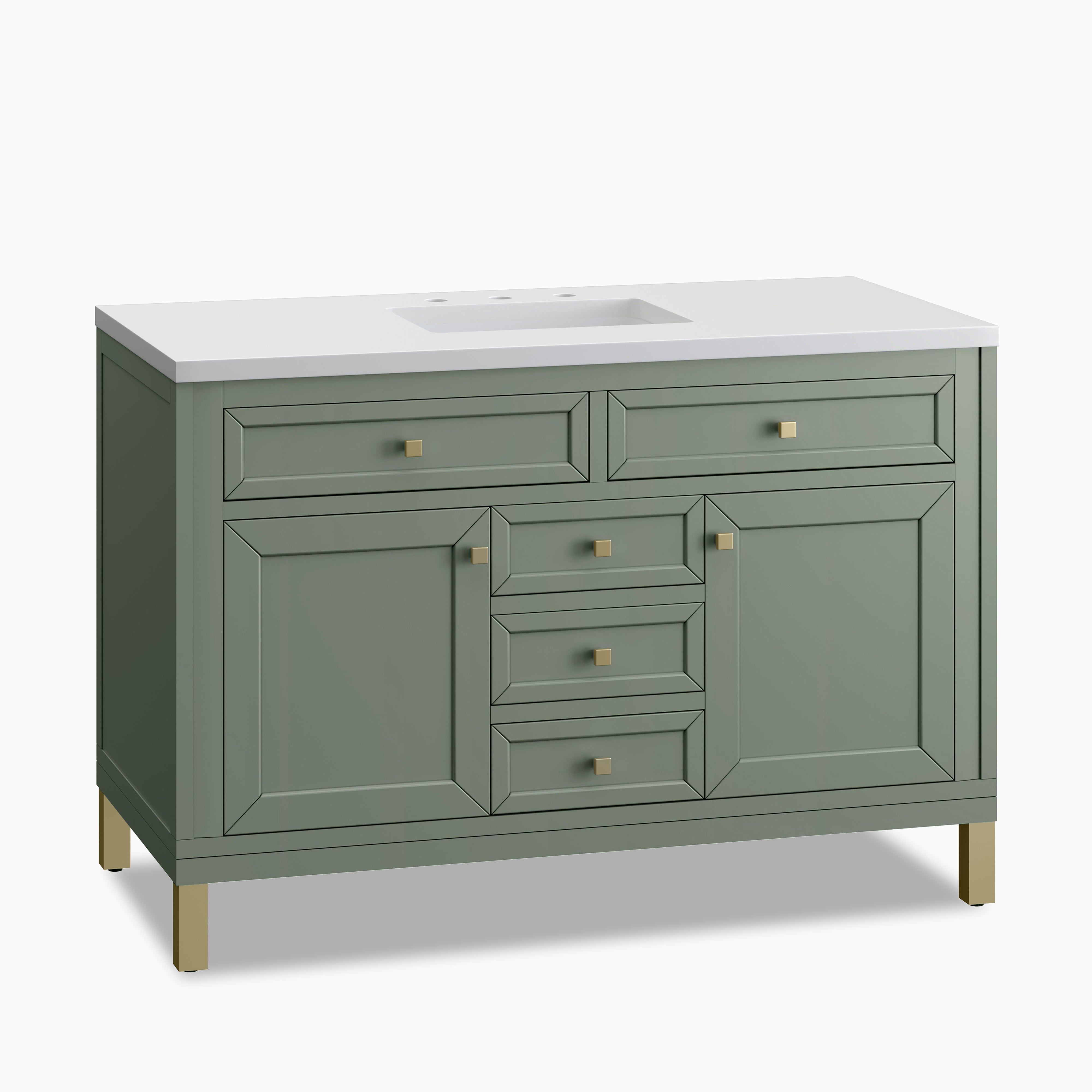 Janelle 48" Single Vanity in Smokey Celadon with 3 cm White Zeus Silestone¨ Top