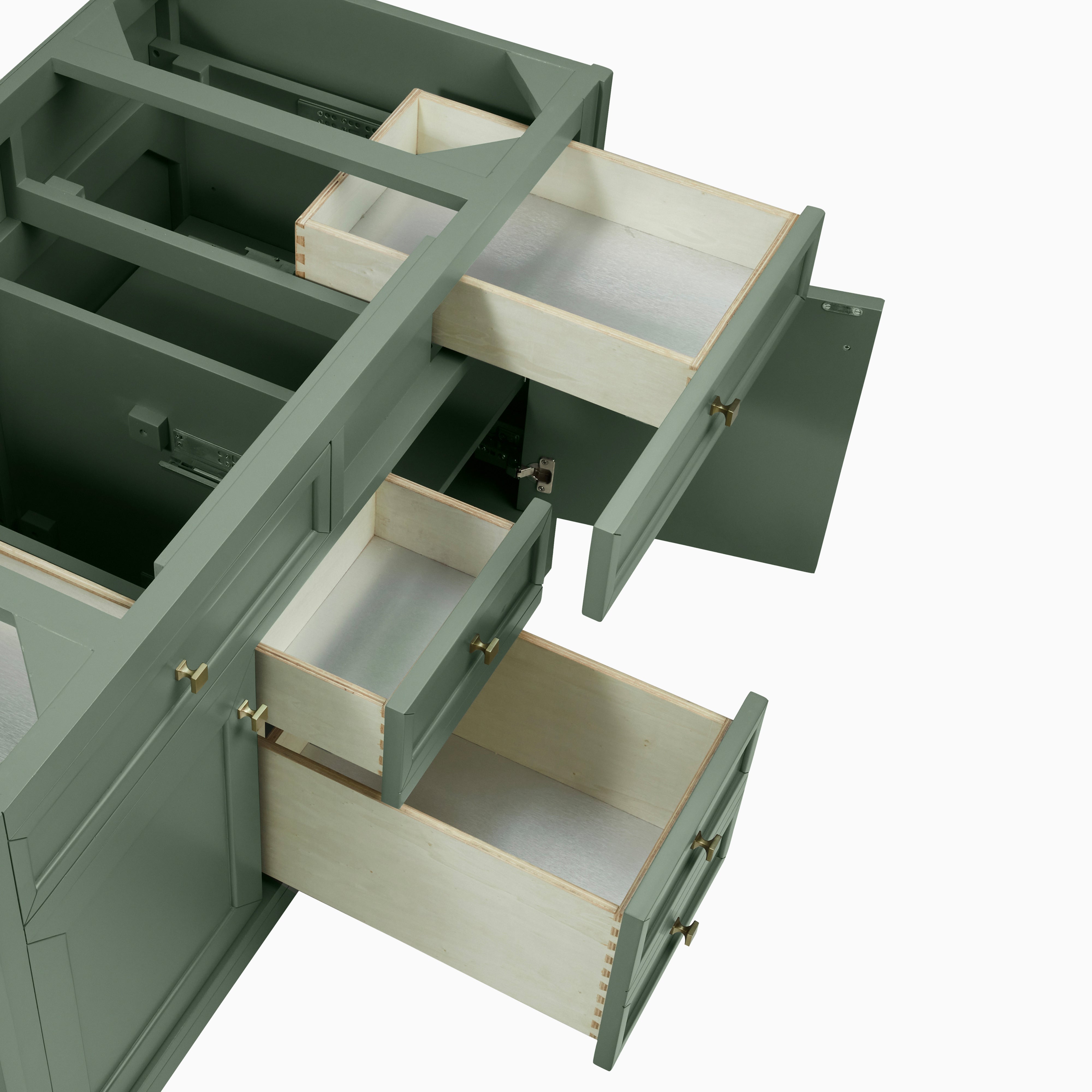 Janelle 48" Single Vanity in Smokey Celadon with 3 cm White Zeus Silestone¨ Top