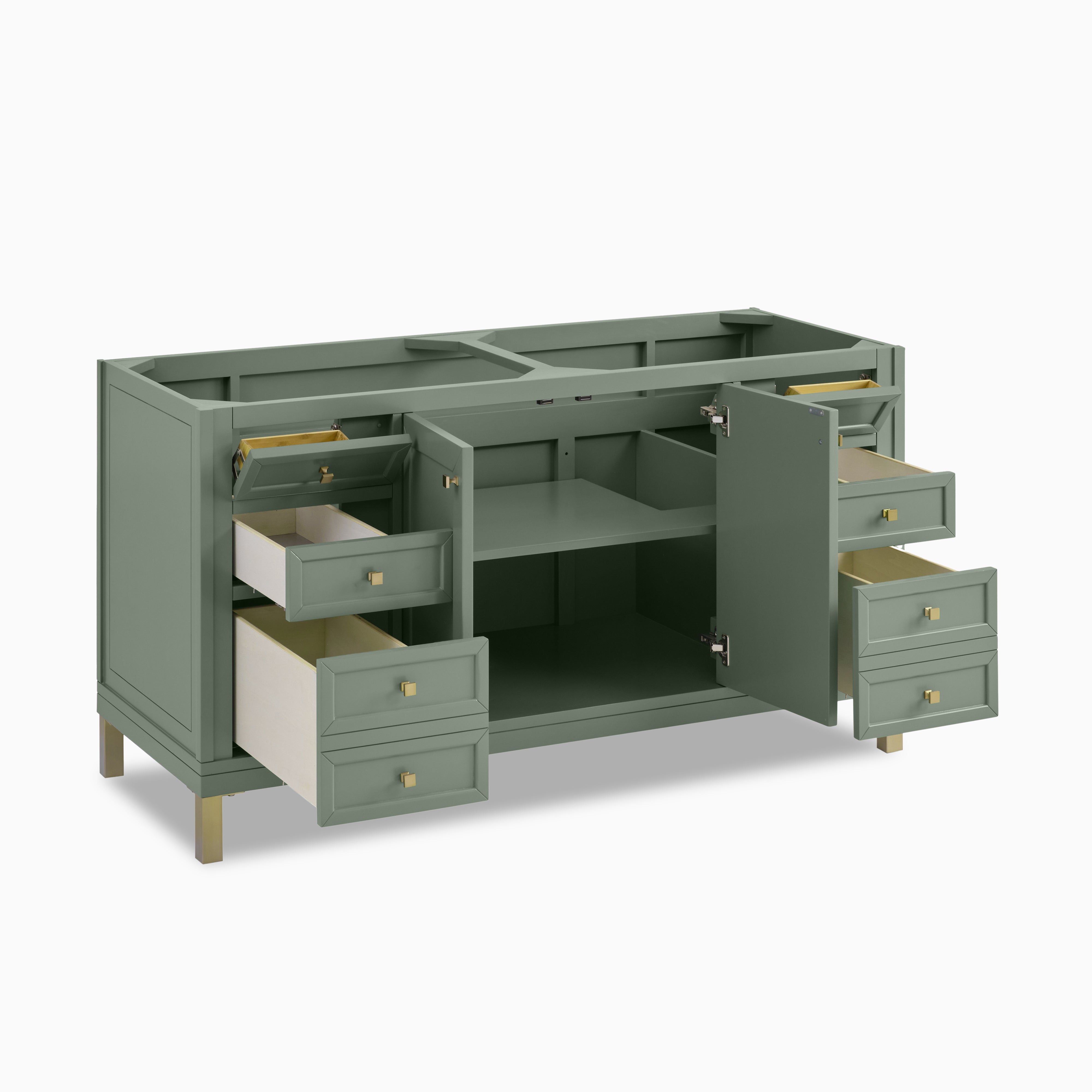 Janelle 60" Double Vanity in Smokey Celadon with 3 cm White Zeus Silestone¨ Top