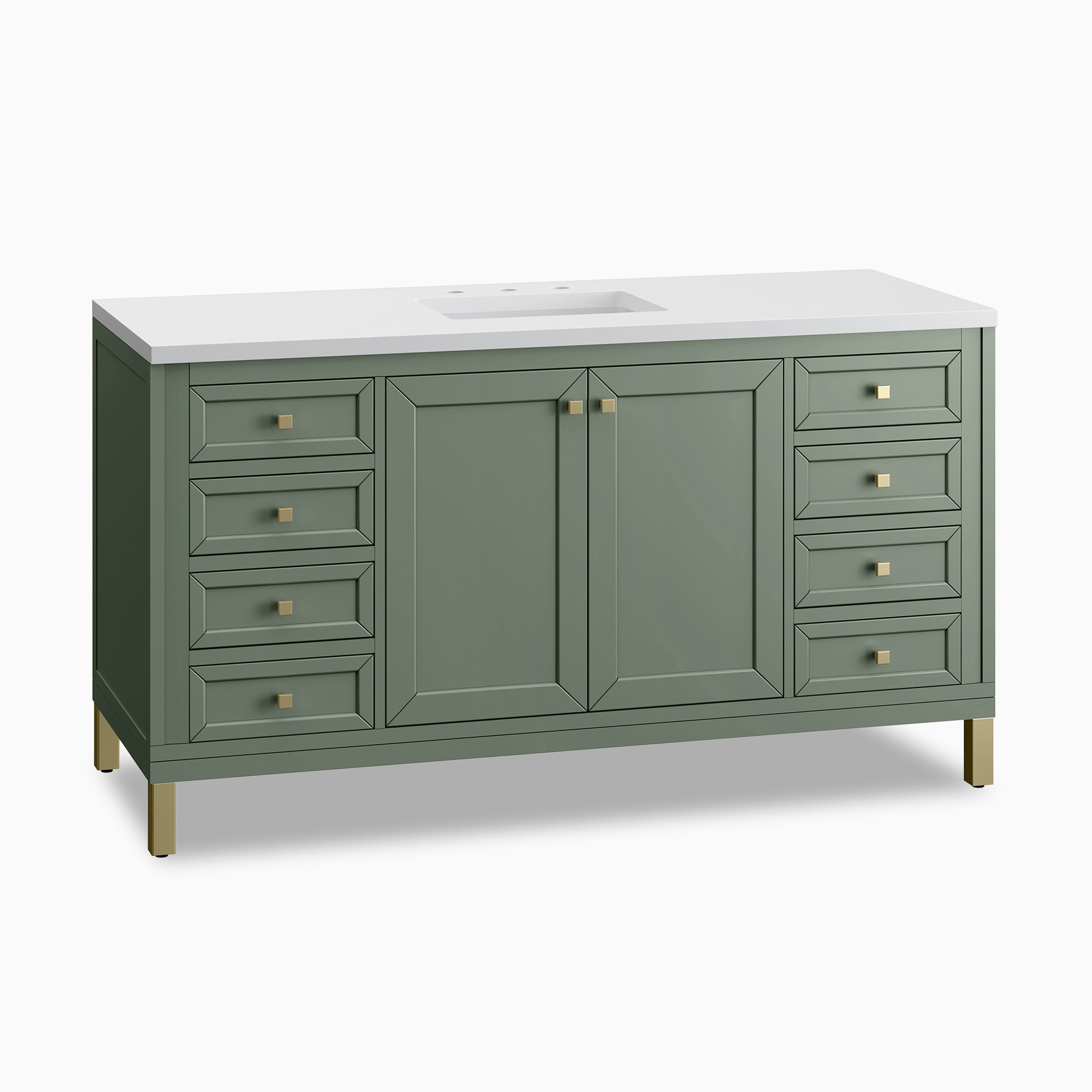 Janelle 60" Single Vanity in Smokey Celadon with 3 cm White Zeus Silestone¨ Top