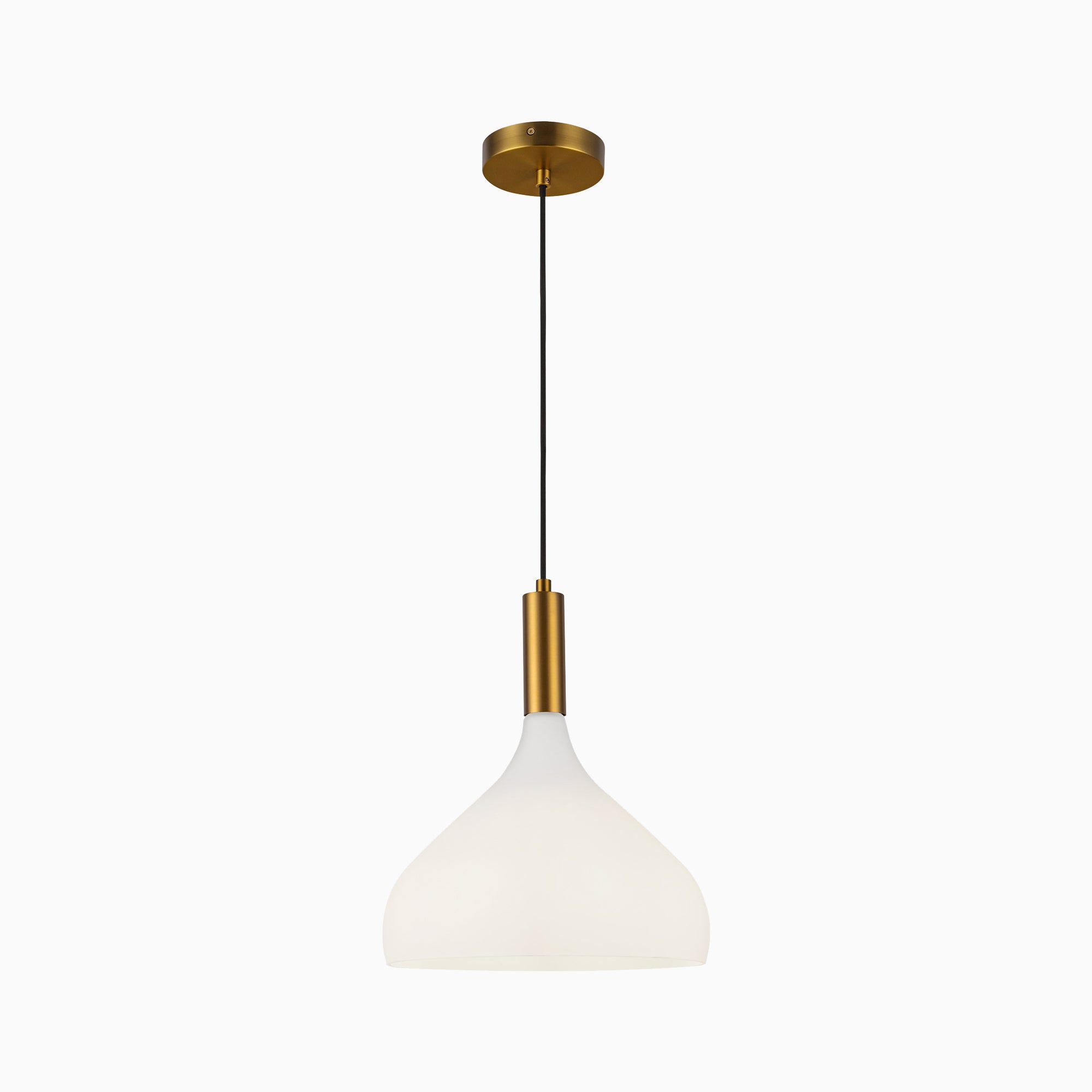 Hopkins 12" 1 Light Pendant in Aged Gold/Opal Glass
