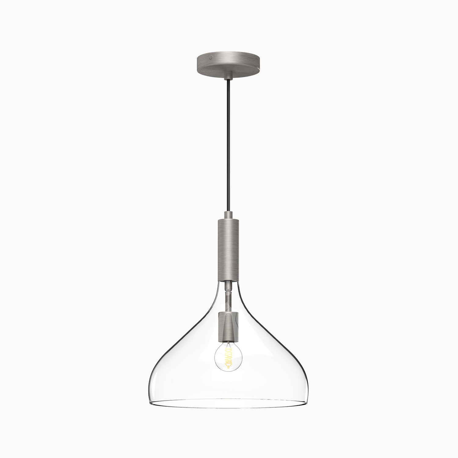 Hopkins 12" 1 Light Pendant in Brushed Nickel/Clear Glass