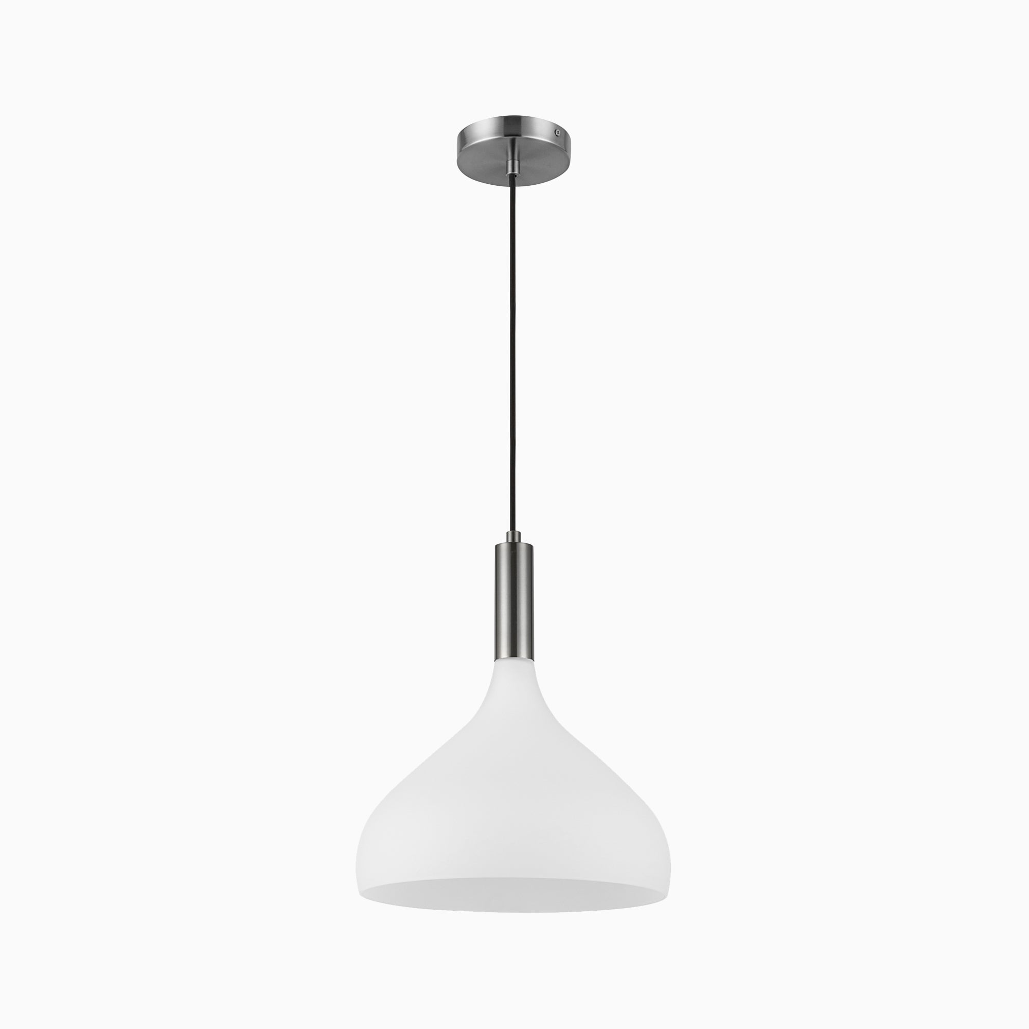 Hopkins 12" 1 Light Pendant in Brushed Nickel/Opal Glass