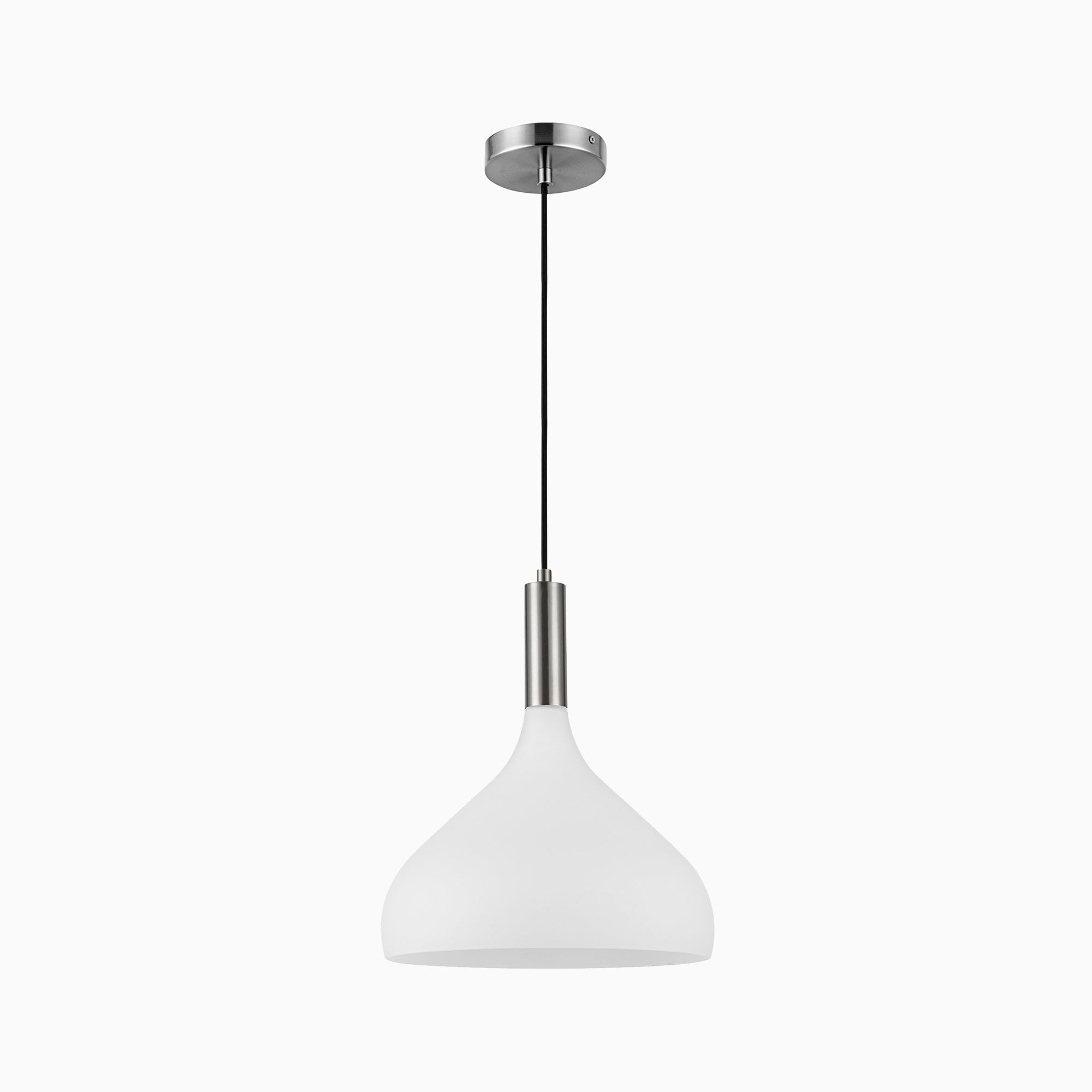 Hopkins 12" 1 Light Pendant in Brushed Nickel/Opal Glass