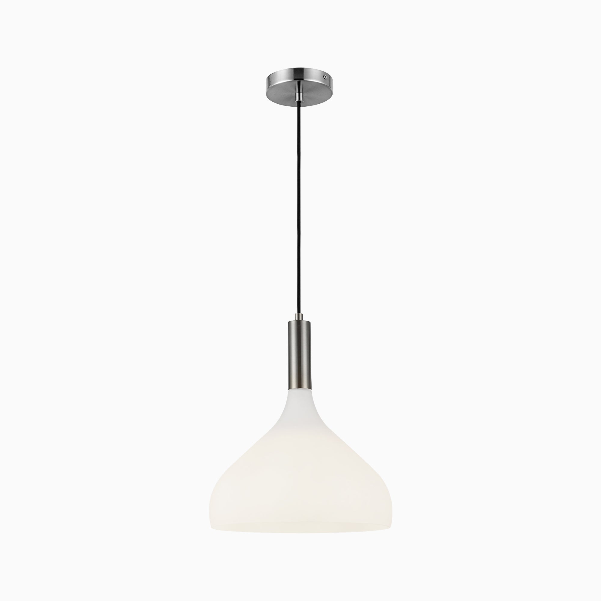 Hopkins 12" 1 Light Pendant in Brushed Nickel/Opal Glass