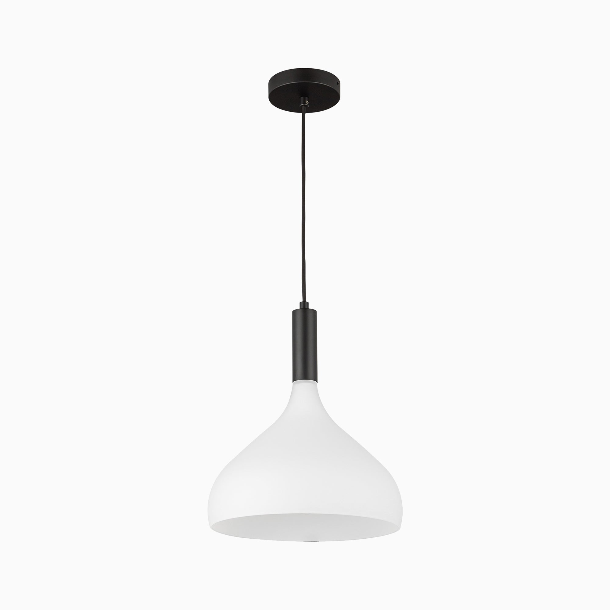 Hopkins 12" 1 Light Pendant in Matte Black/Opal Glass