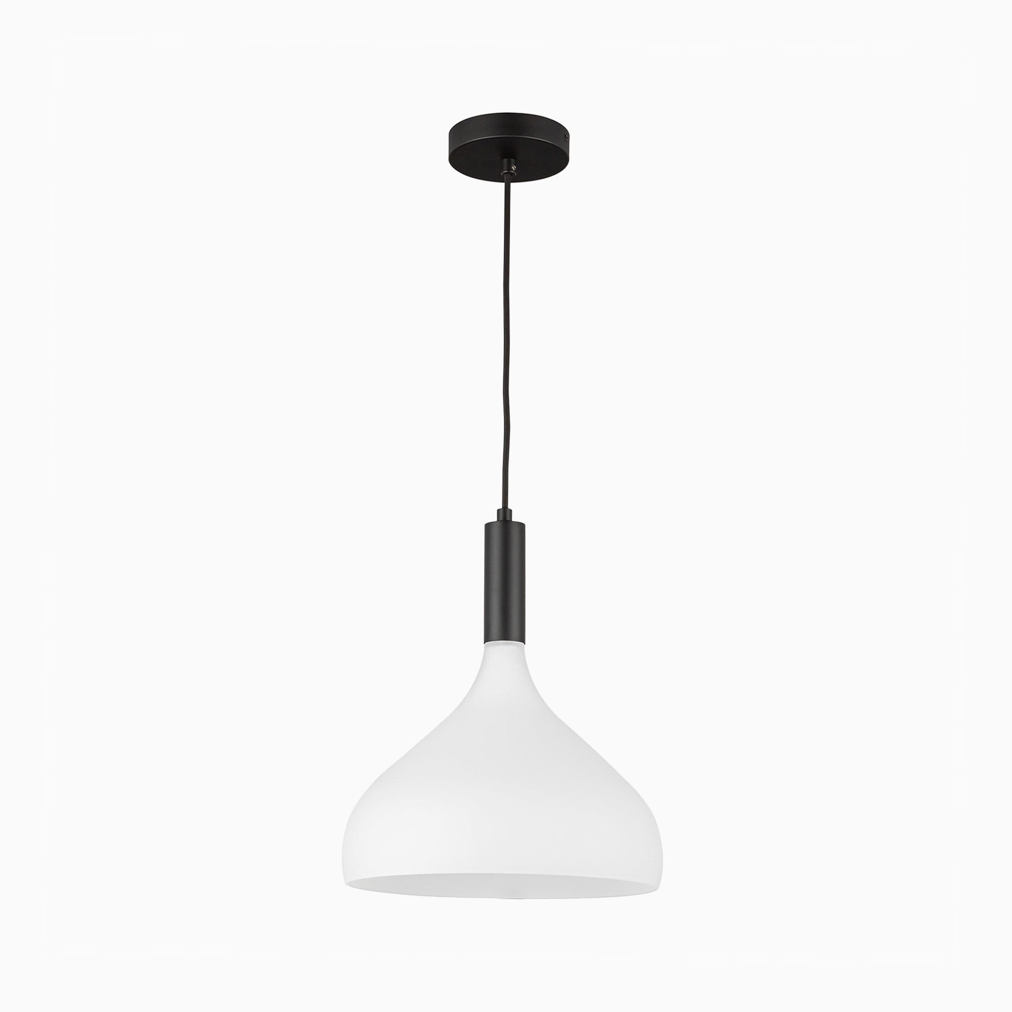 Hopkins 12" 1 Light Pendant in Matte Black/Opal Glass
