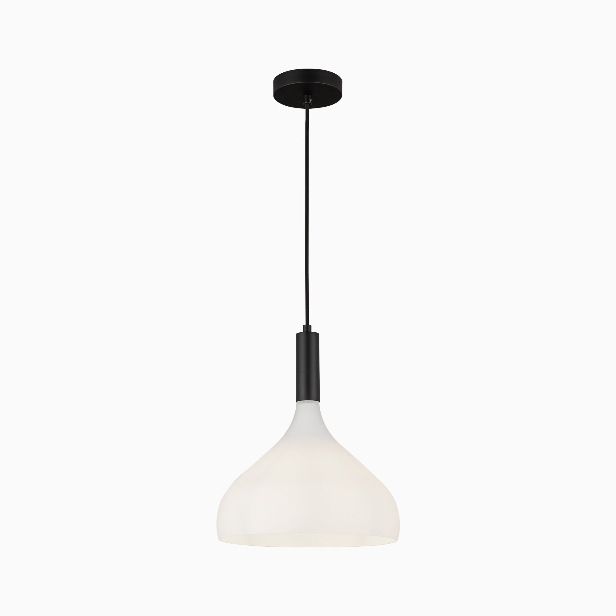 Hopkins 12" 1 Light Pendant in Matte Black/Opal Glass