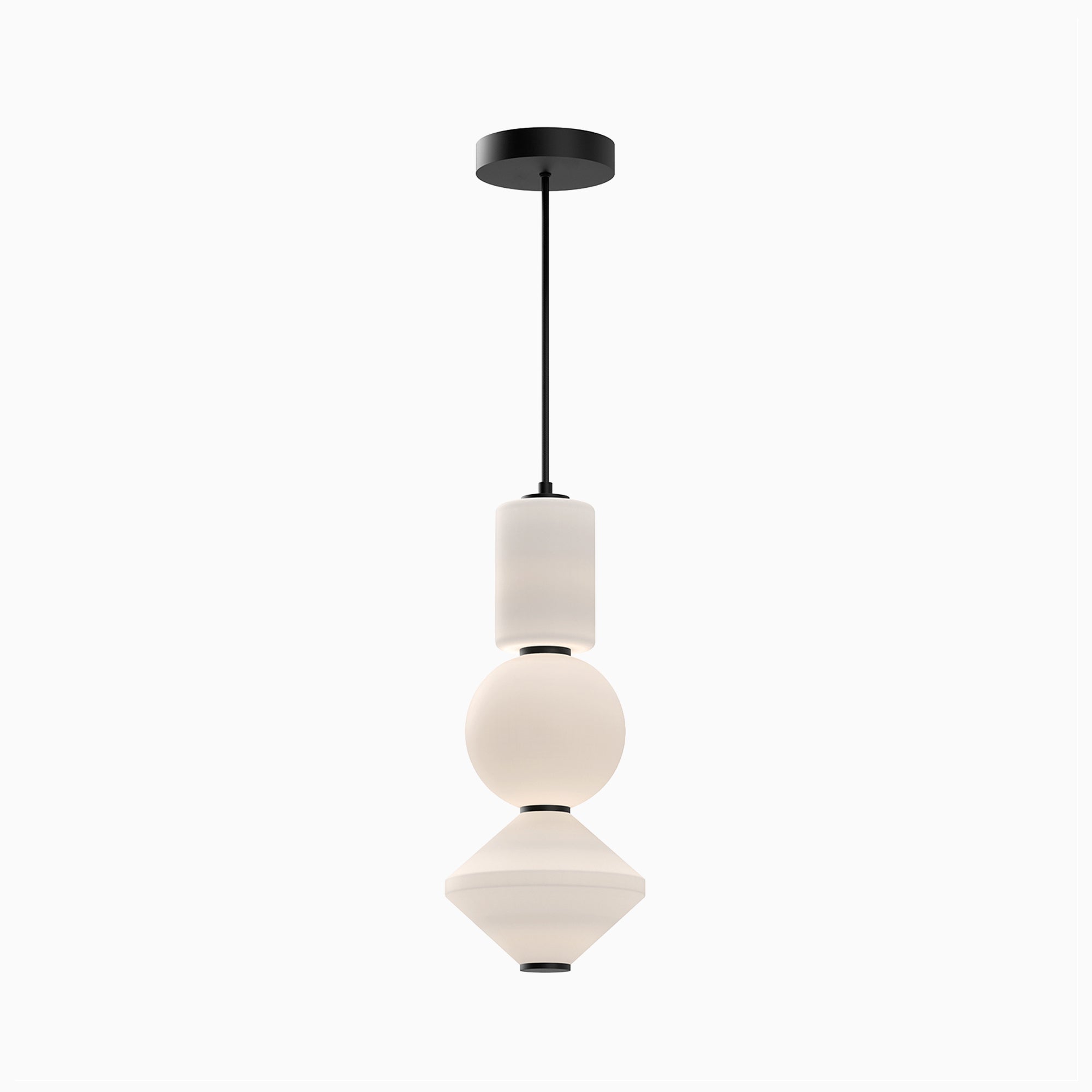 Sadie 8" LED Pendant in Matte Black/Opal Matte Glass, Universal Voltage