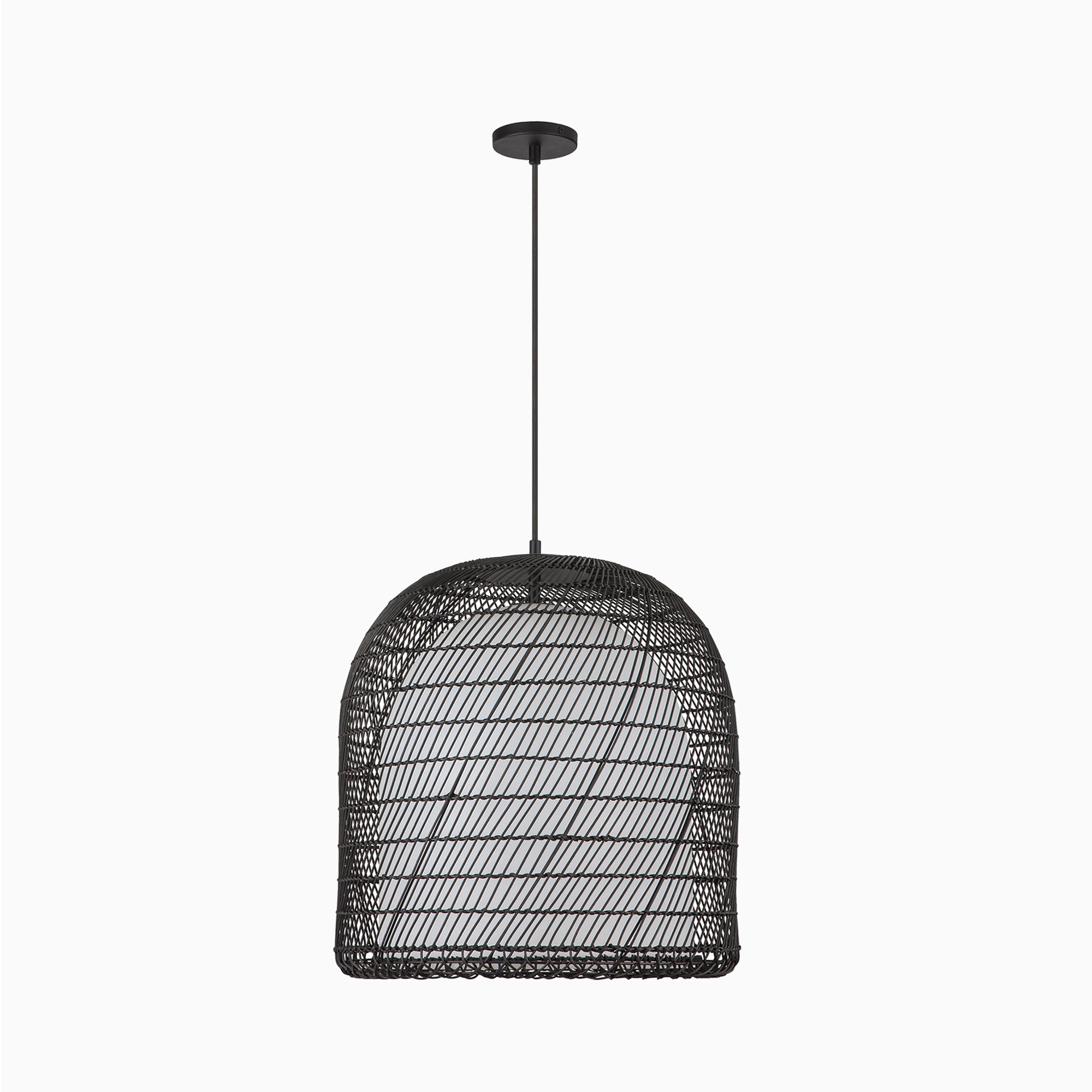 Finch 20" 1 Light Pendant in Matte Black/Opal Glass