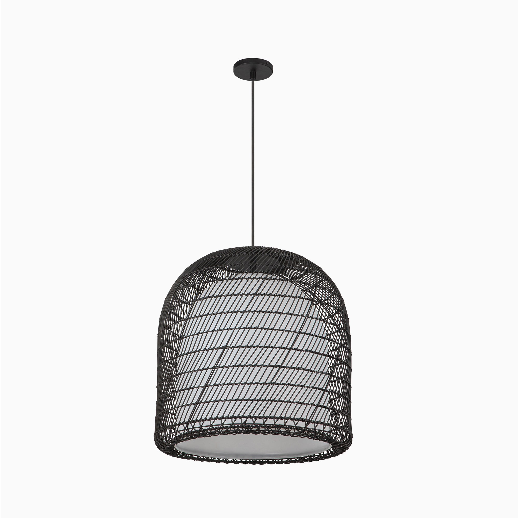 Finch 20" 1 Light Pendant in Matte Black/Opal Glass