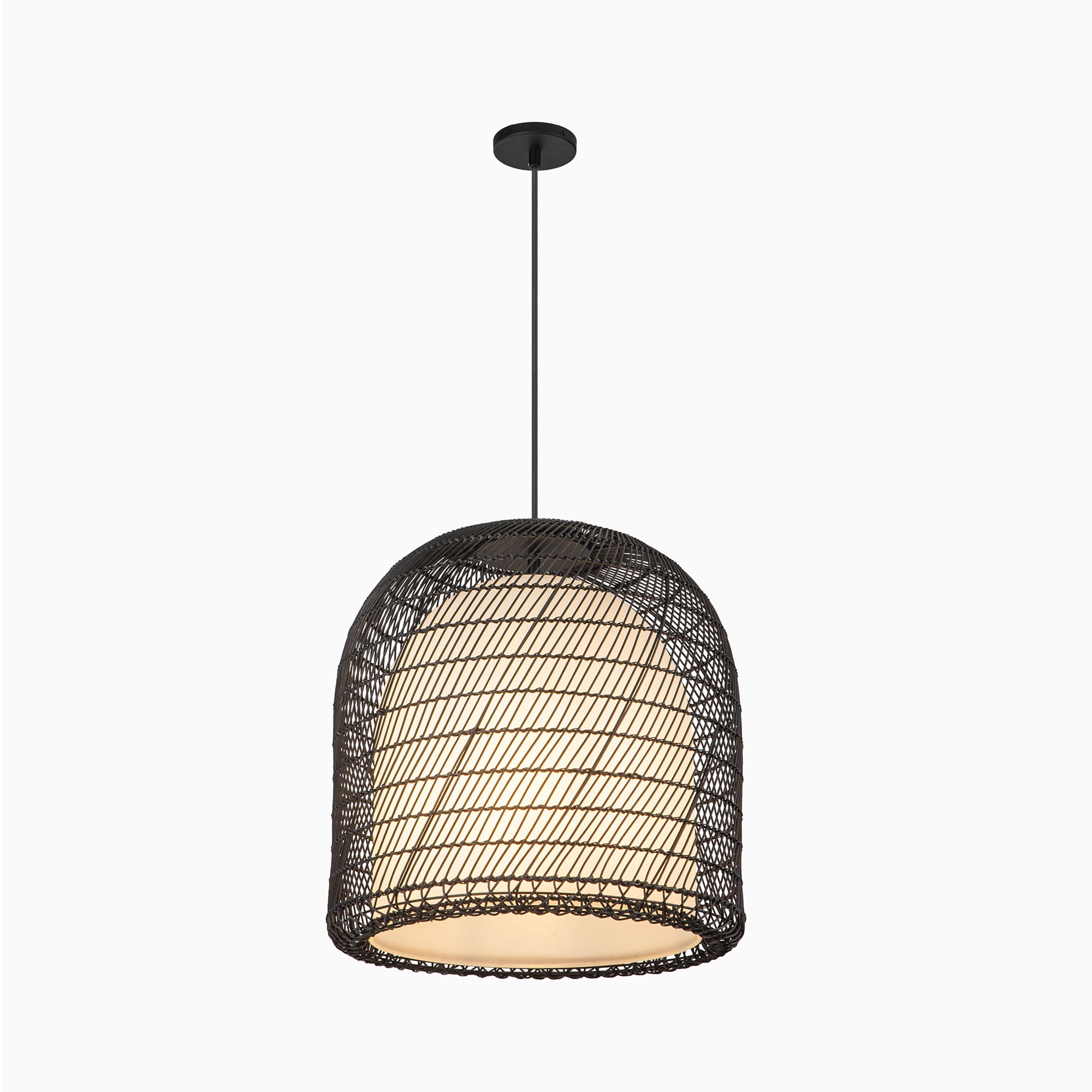 Finch 20" 1 Light Pendant in Matte Black/Opal Glass